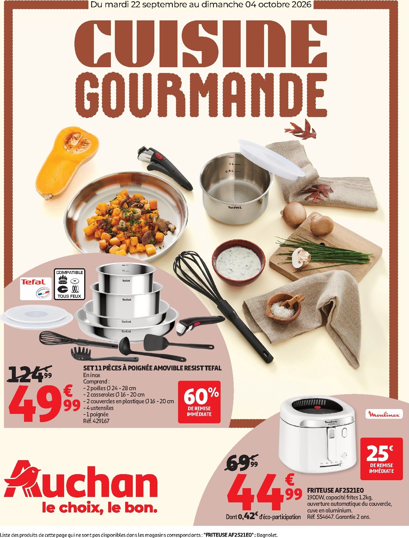 auchan - Flyer Auchan - Cuisine gourmande hypers pour la semaine prochaine du du mardi 22/09/2026 au du dimanche 04/10/2026