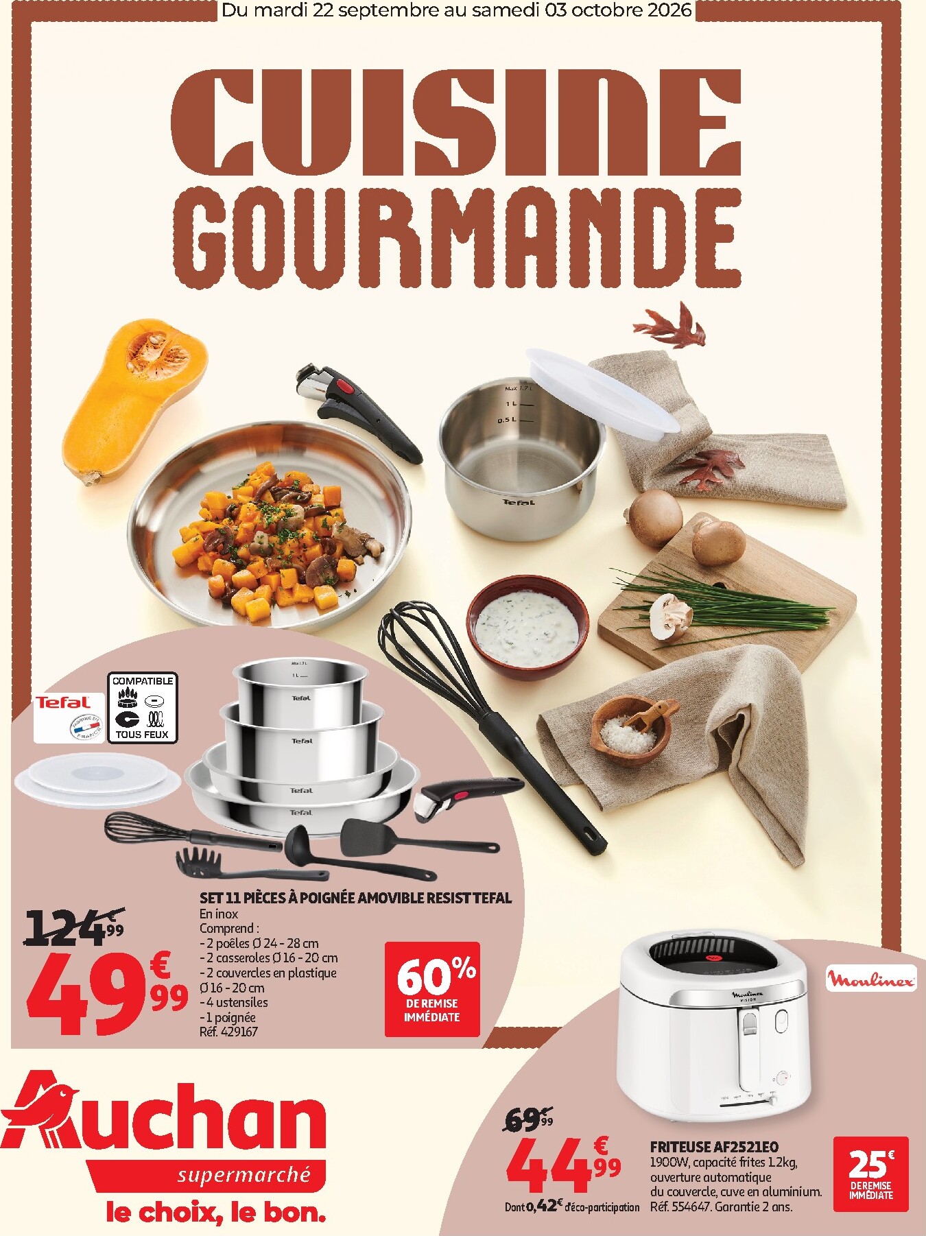auchan - Flyer Auchan - Cuisine gourmande supers pour la semaine prochaine du du mardi 22/09/2026 au du samedi 03/10/2026