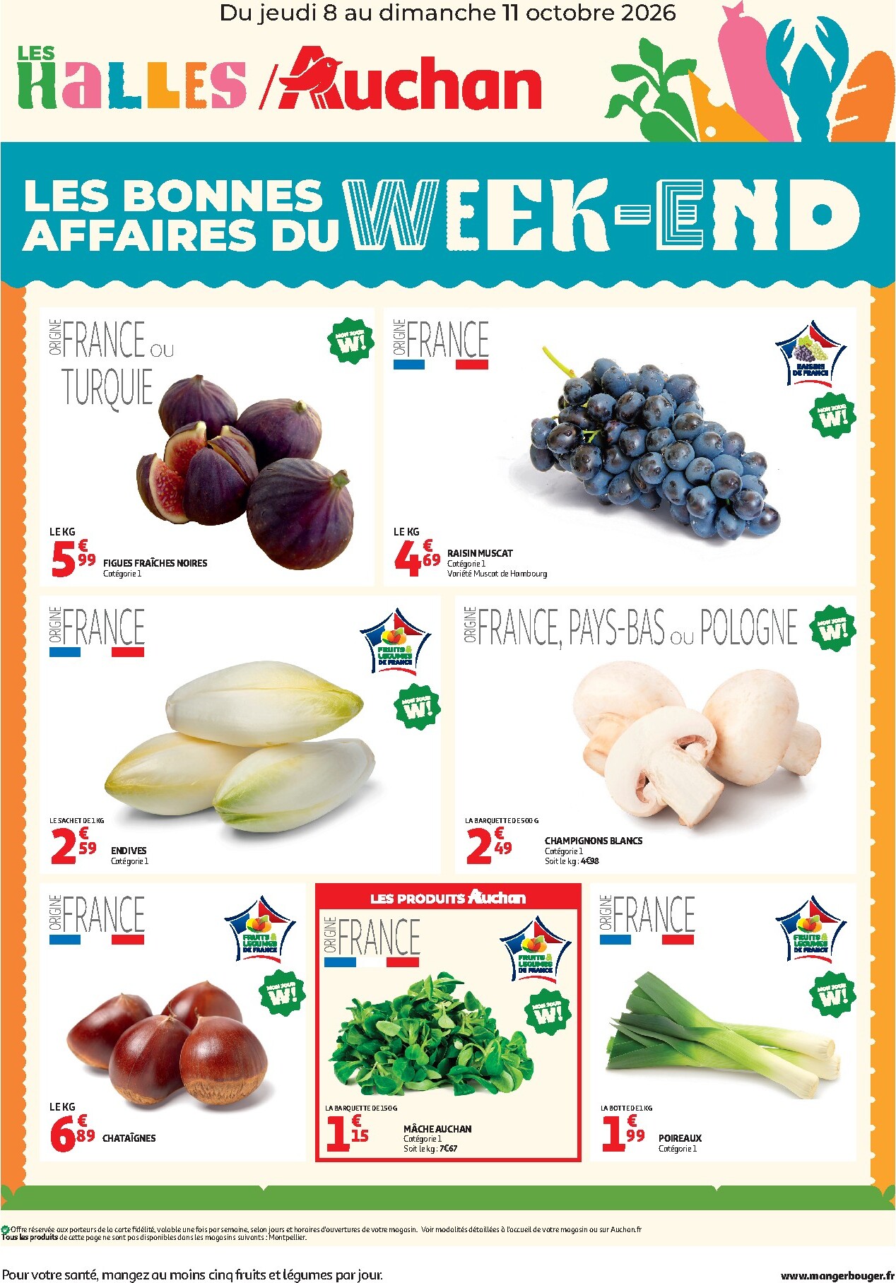 auchan - Current Auchan - Les bons plans du week-end leaflet valid from de jeudi 08/10/2026 to du dimanche 11/10/2026