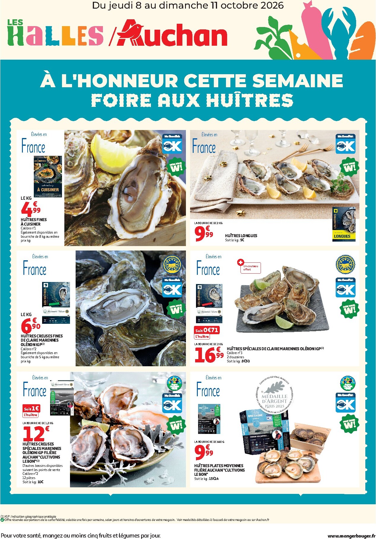 auchan - Current Auchan - Foire aux Huitres - Hypermarché leaflet valid from de jeudi 08/10/2026 to du dimanche 11/10/2026
