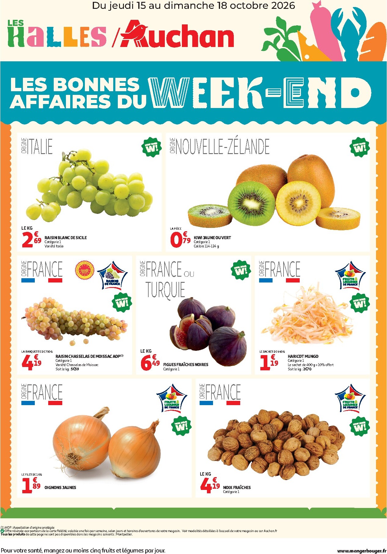 auchan - Current Auchan - Bons plans du week end - Hypermarché leaflet valid from de jeudi 15/10/2026 to du dimanche 18/10/2026