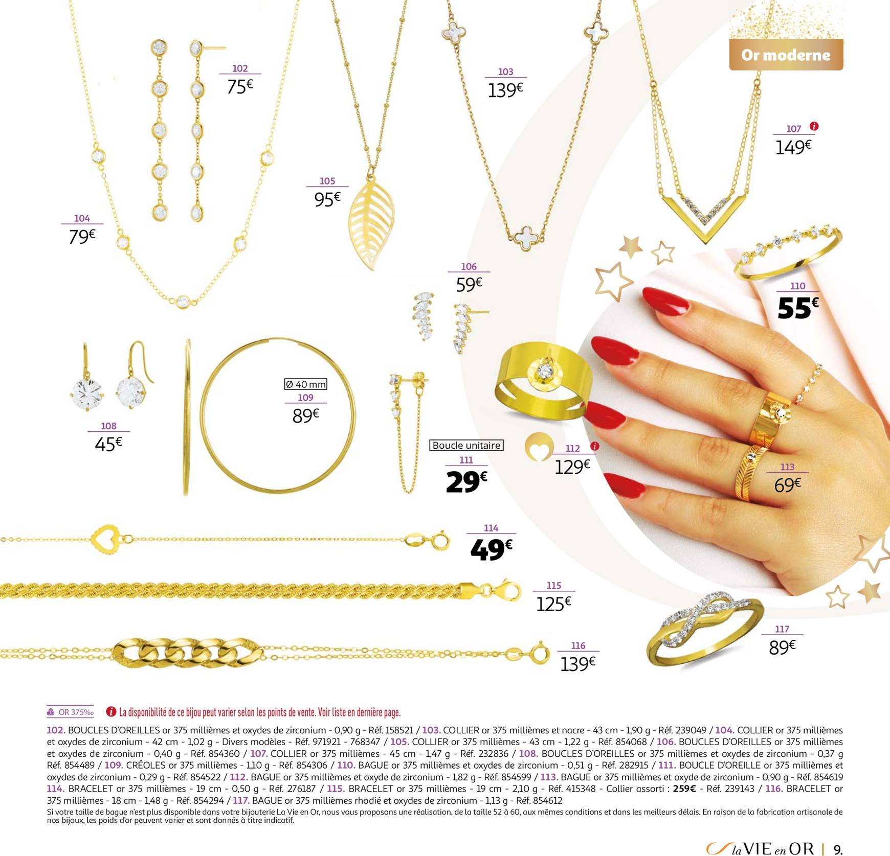 auchan - Catalogue Auchan - La VIE en OR : collection cadeaux bijoux valable dès 22.10. - 31.12. - page: 9