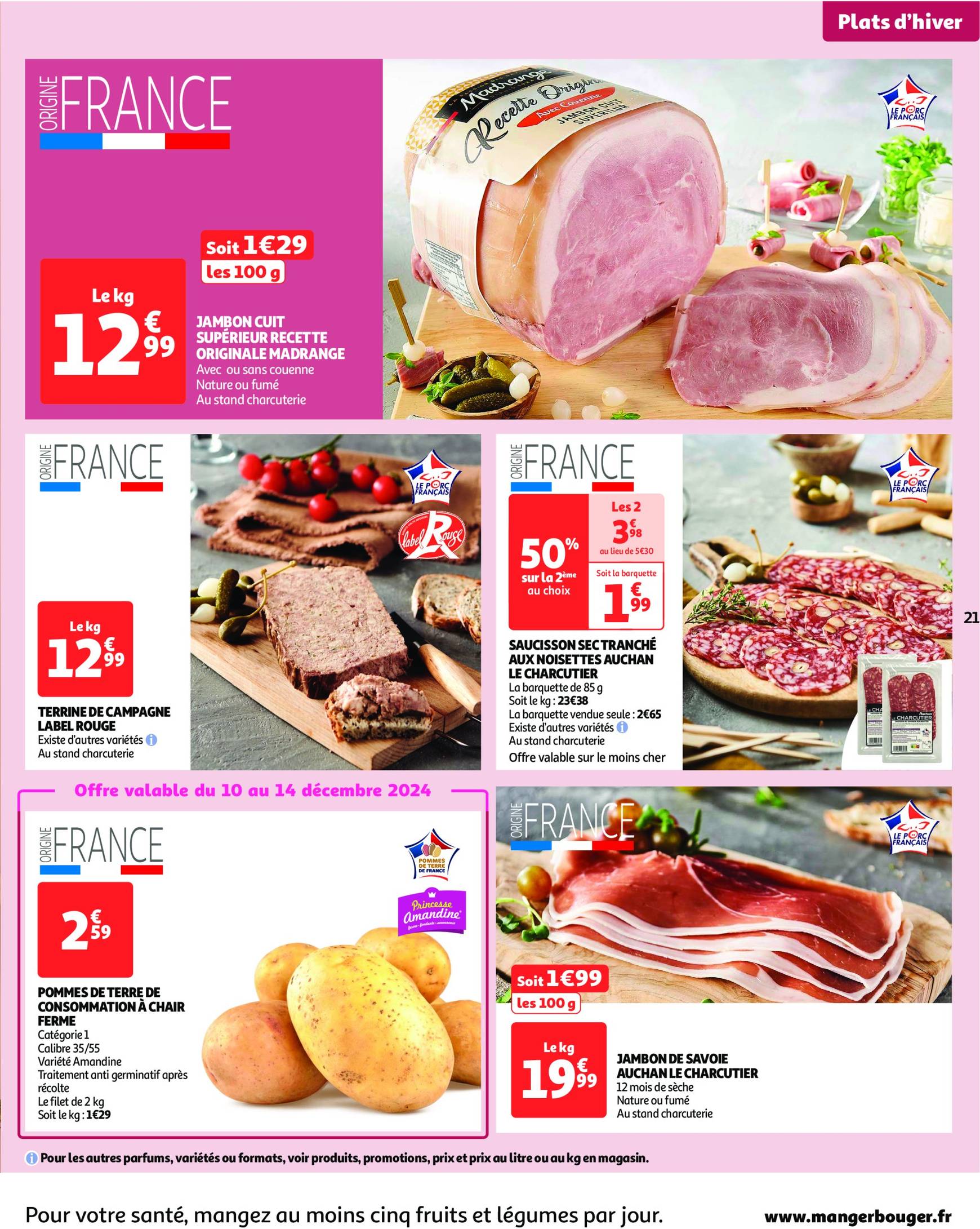 auchan - Catalogue Auchan - 25 offres à prix essentiels valable dès 10/12 - 16/12 - page: 21