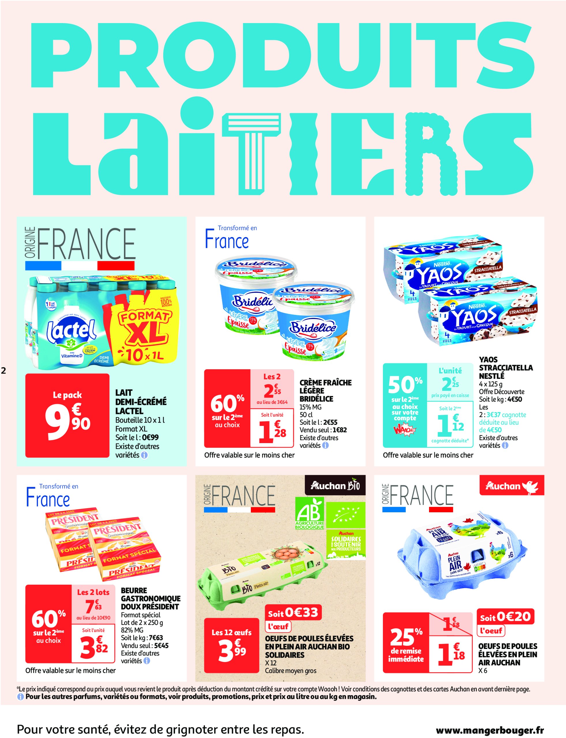 auchan - Catalogue Auchan supermarché - Produits laitiers : Petits prix écrémés dans votre super valable dès 11/02 - 22/02 - page: 2