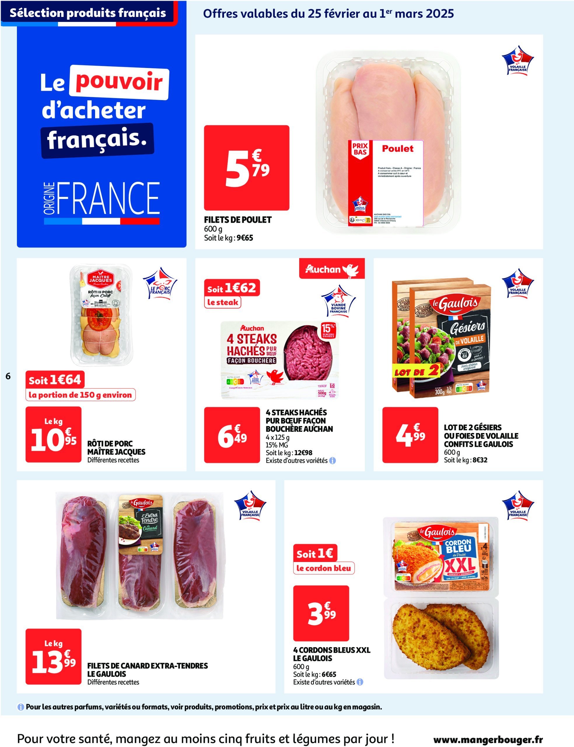 auchan - Catalogue Auchan supermarché - Les gros prix on en fait des confettis dans votre super valable dès 25/02 - 08/03 - page: 6