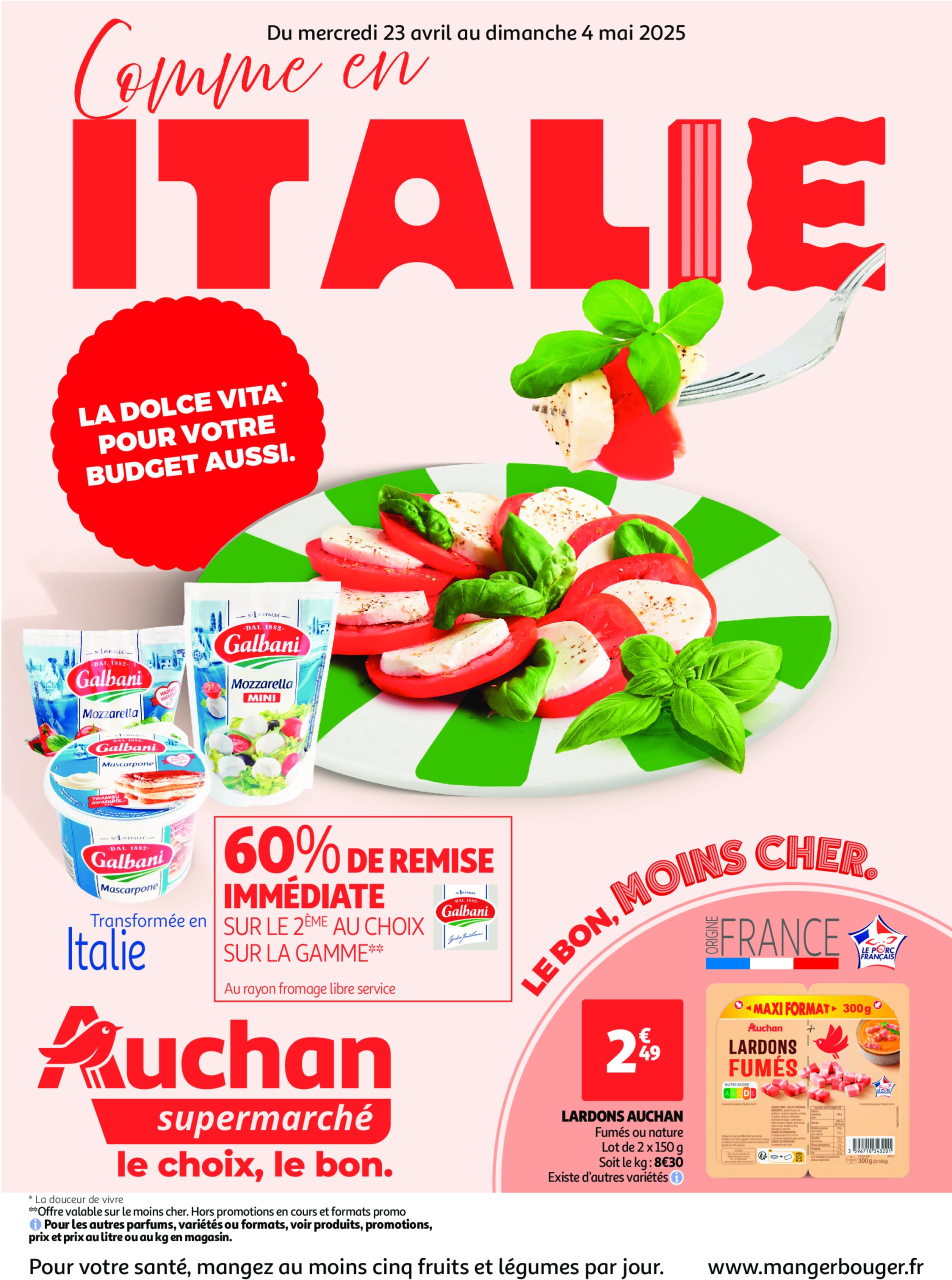 auchan - Catalogue Auchan supermarché - Comme en Italie, c'est aussi dans votre super valable dès 23/04 - 04/05
