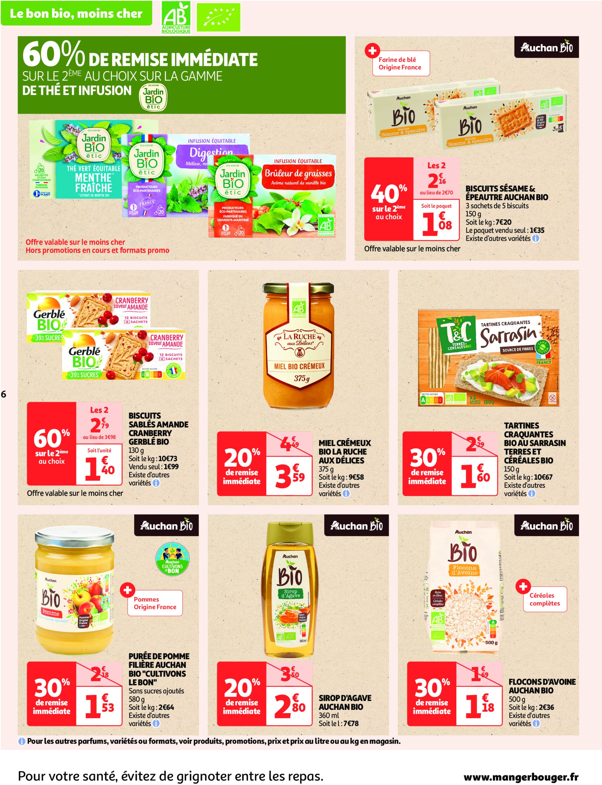 auchan - Catalogue Auchan supermarché - Le bon bio, moins cher valable dès 13/05 - 24/05 - page: 6