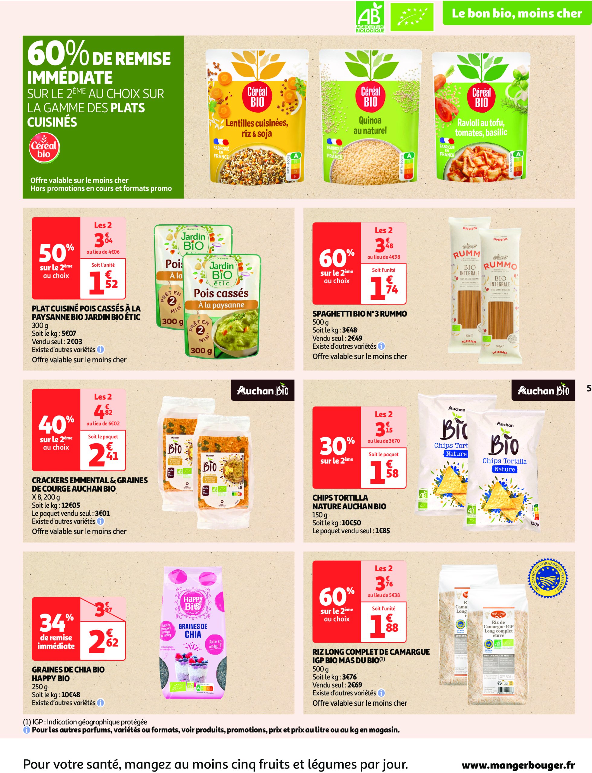 auchan - Catalogue Auchan supermarché - Le bon bio, moins cher valable dès 13/05 - 24/05 - page: 5
