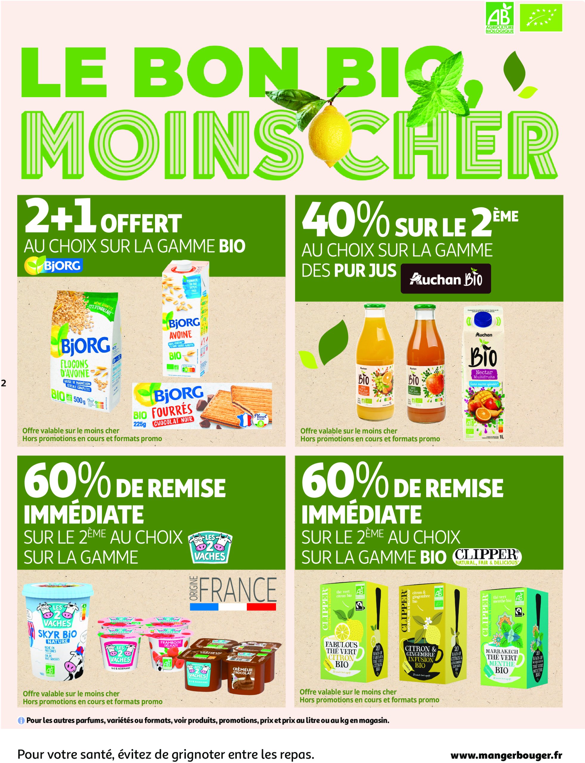 auchan - Catalogue Auchan supermarché - Le bon bio, moins cher valable dès 13/05 - 24/05 - page: 2