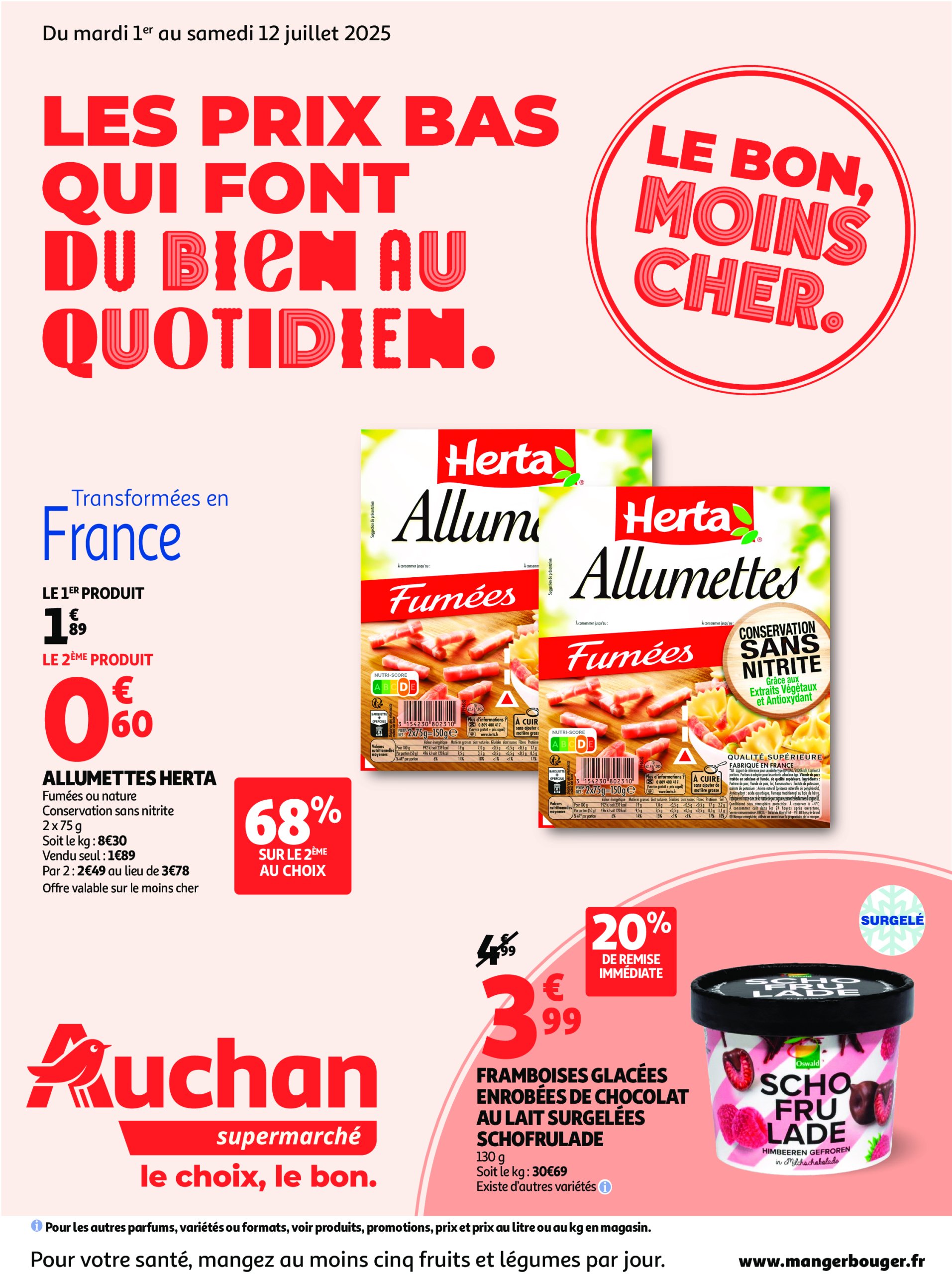 auchan - Catalogue Auchan - Les prix bas qui font du bien au quotidien valable du 01/07 au 12/07