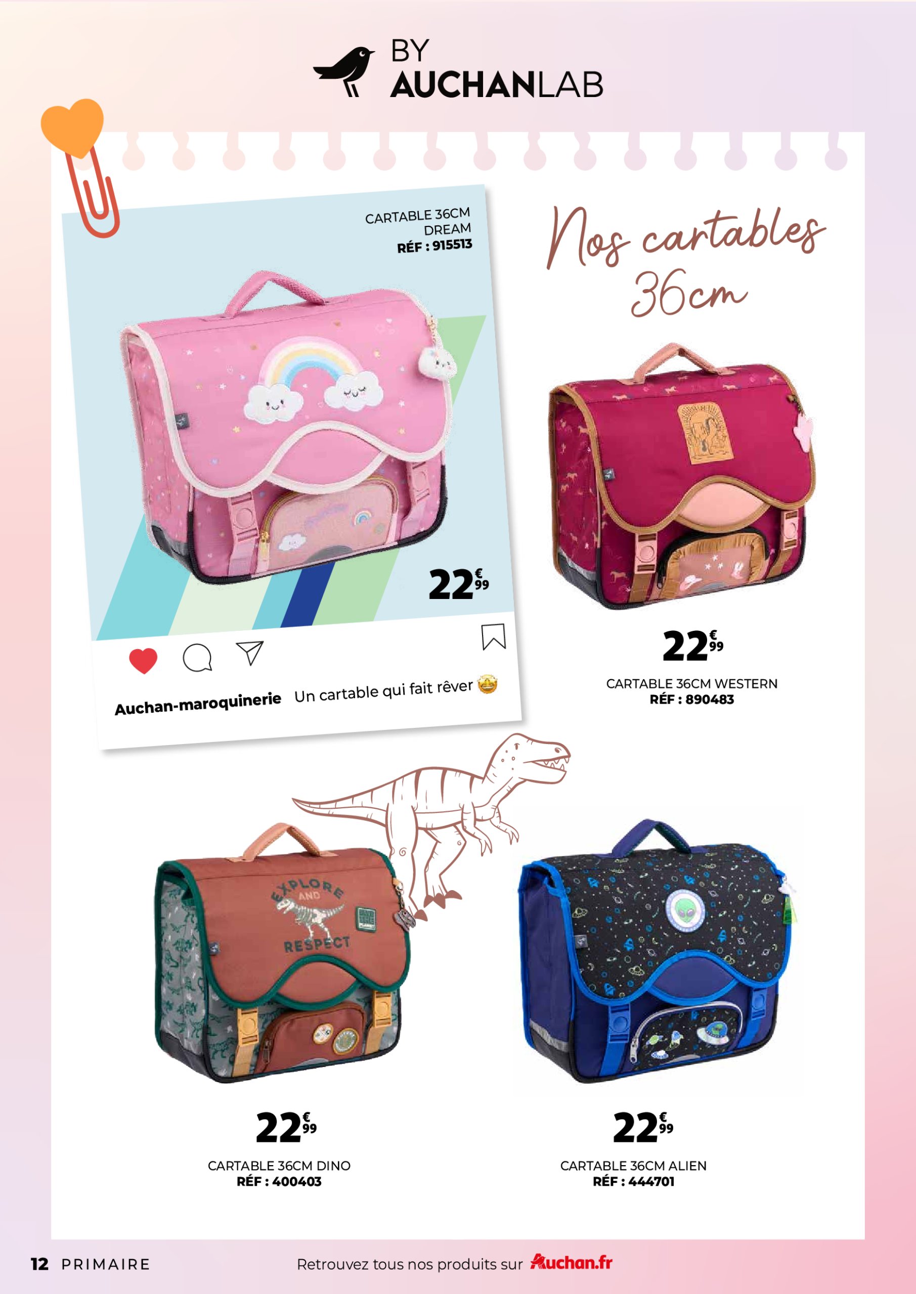 auchan - Catalogue Auchan - Guide maroquinerie scolaire : C'est bon de rentrer moins cher valable du 01/07 au 31/08 - page: 12
