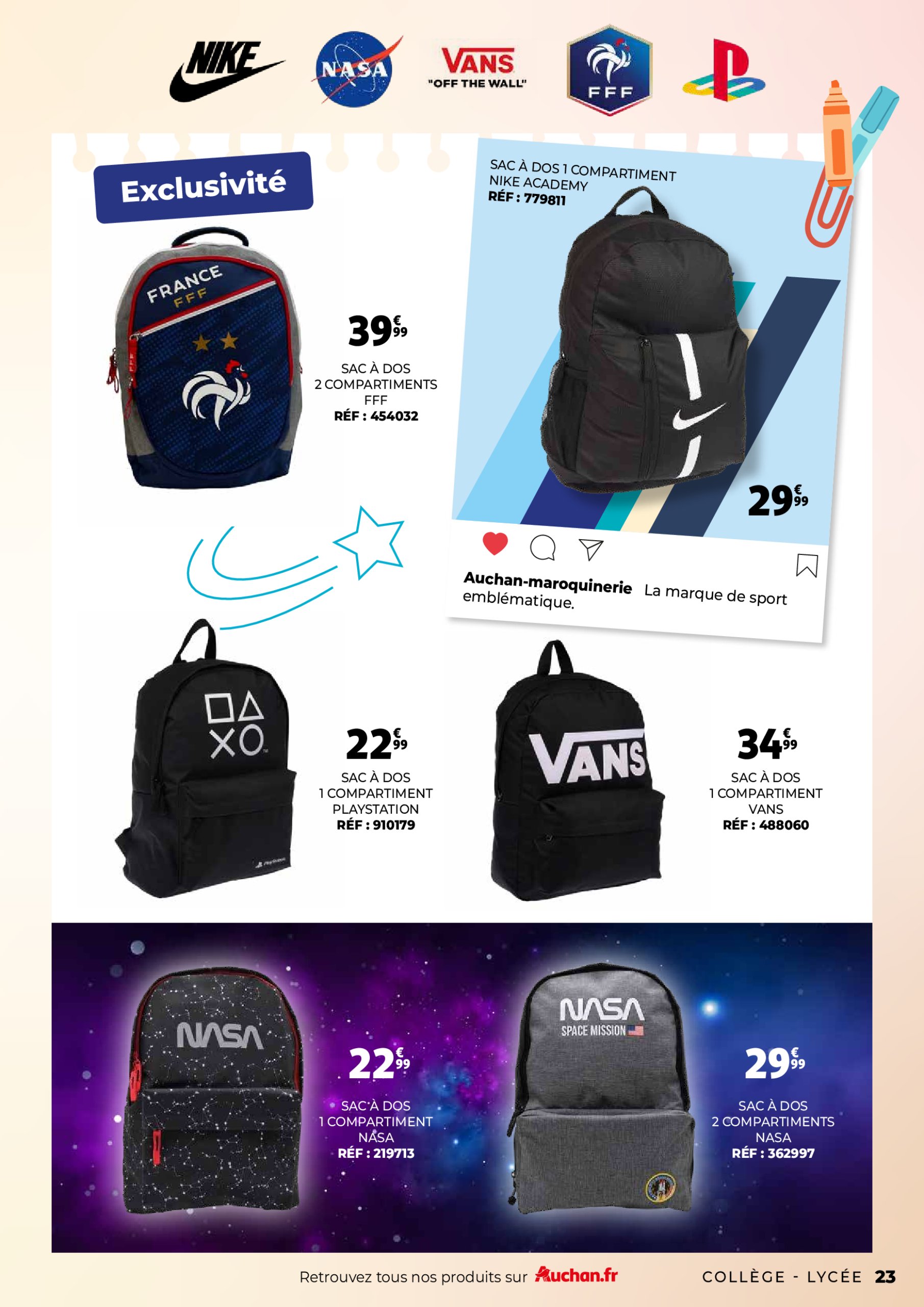 auchan - Catalogue Auchan - Guide maroquinerie scolaire : C'est bon de rentrer moins cher valable du 01/07 au 31/08 - page: 23