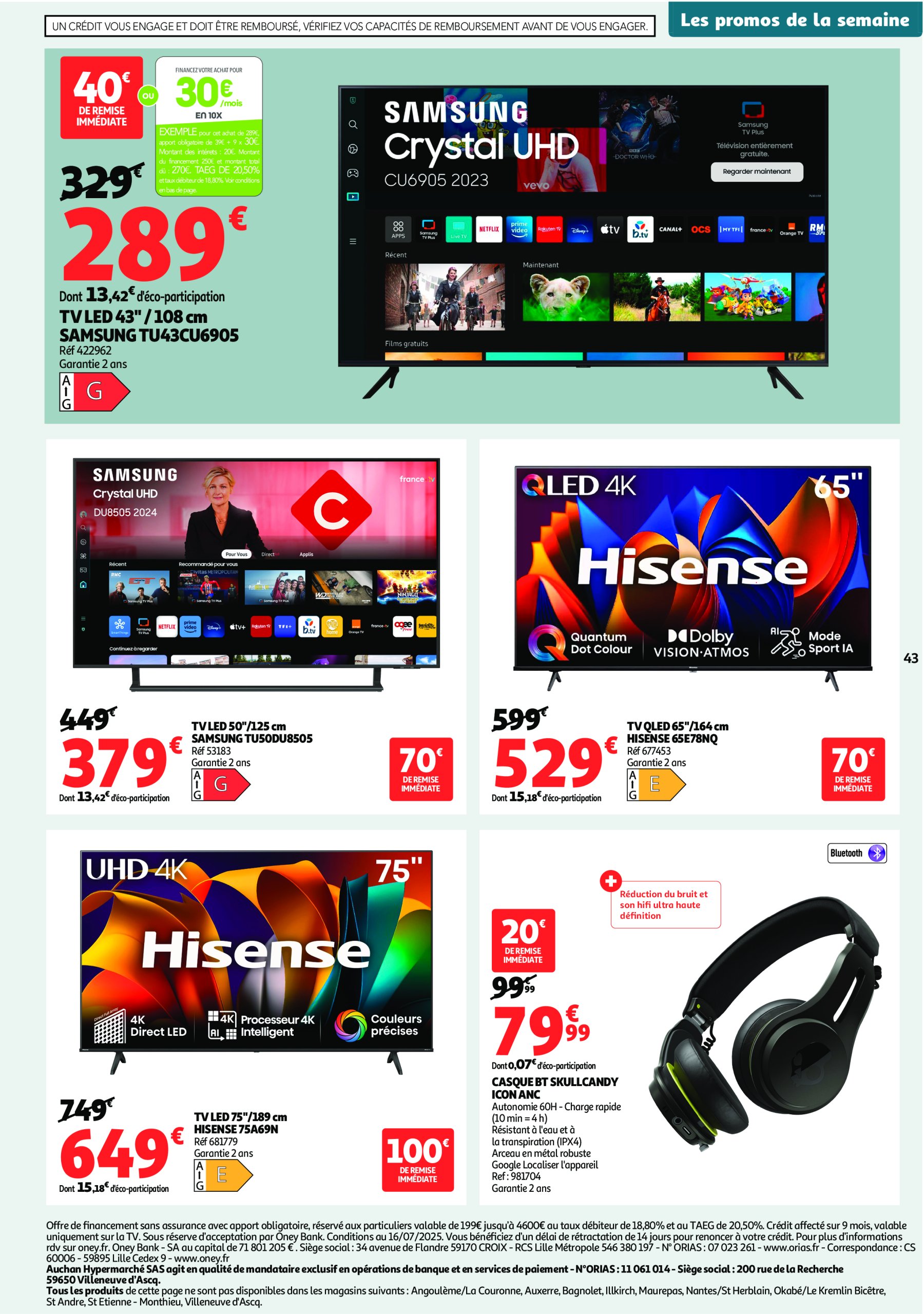 auchan - Catalogue Auchan - C'est parti pour une année moins chère valable du 16/07 au 27/07 - page: 43 auchan - Catalogue Auchan - C'est parti pour une année moins chère valable du 16/07 au 27/07 - page: 43