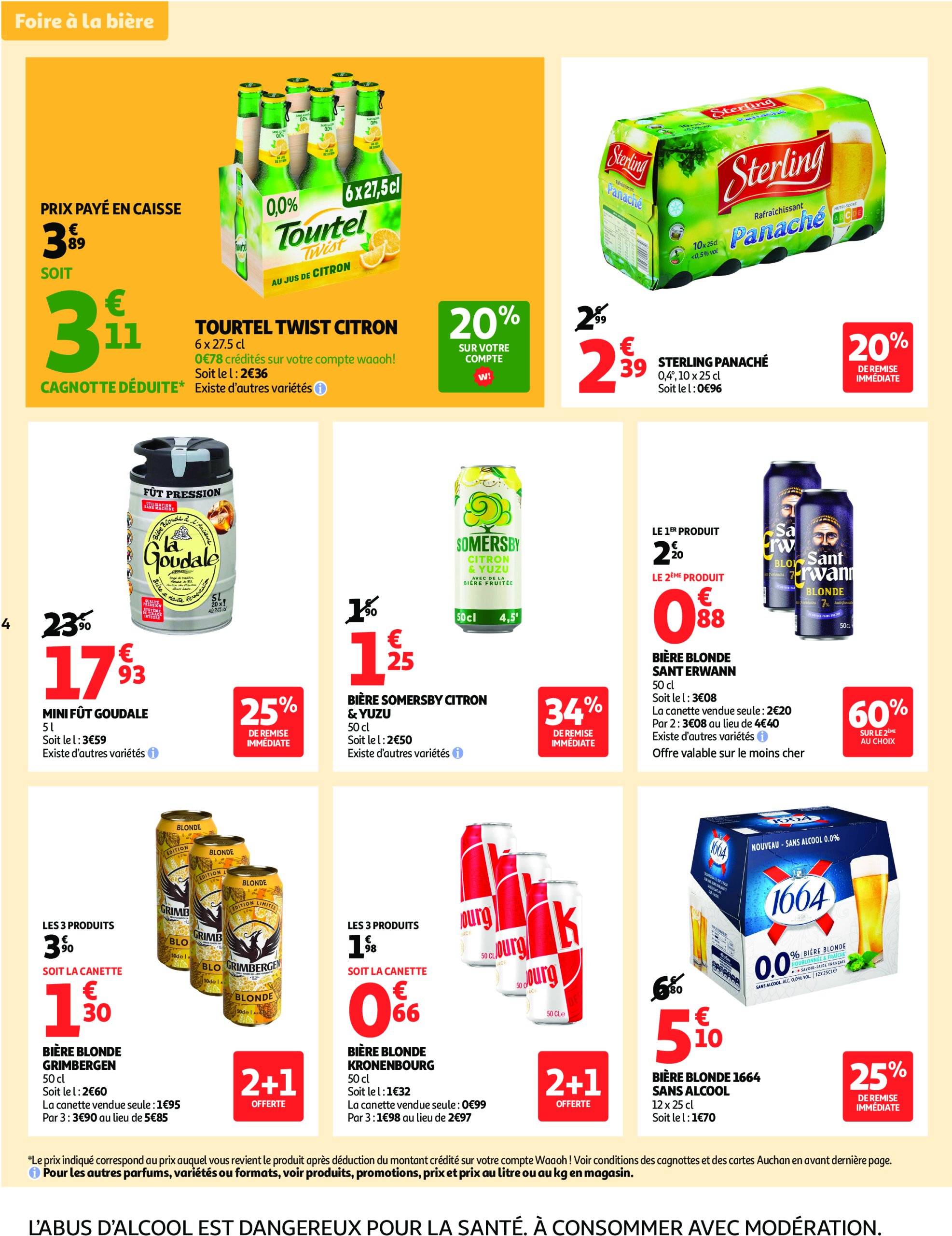 auchan - Catalogue Auchan supermarché - Foire à la bière dans votre super : sans pression pour le budget valable du 29/07 au 09/08 - page: 4