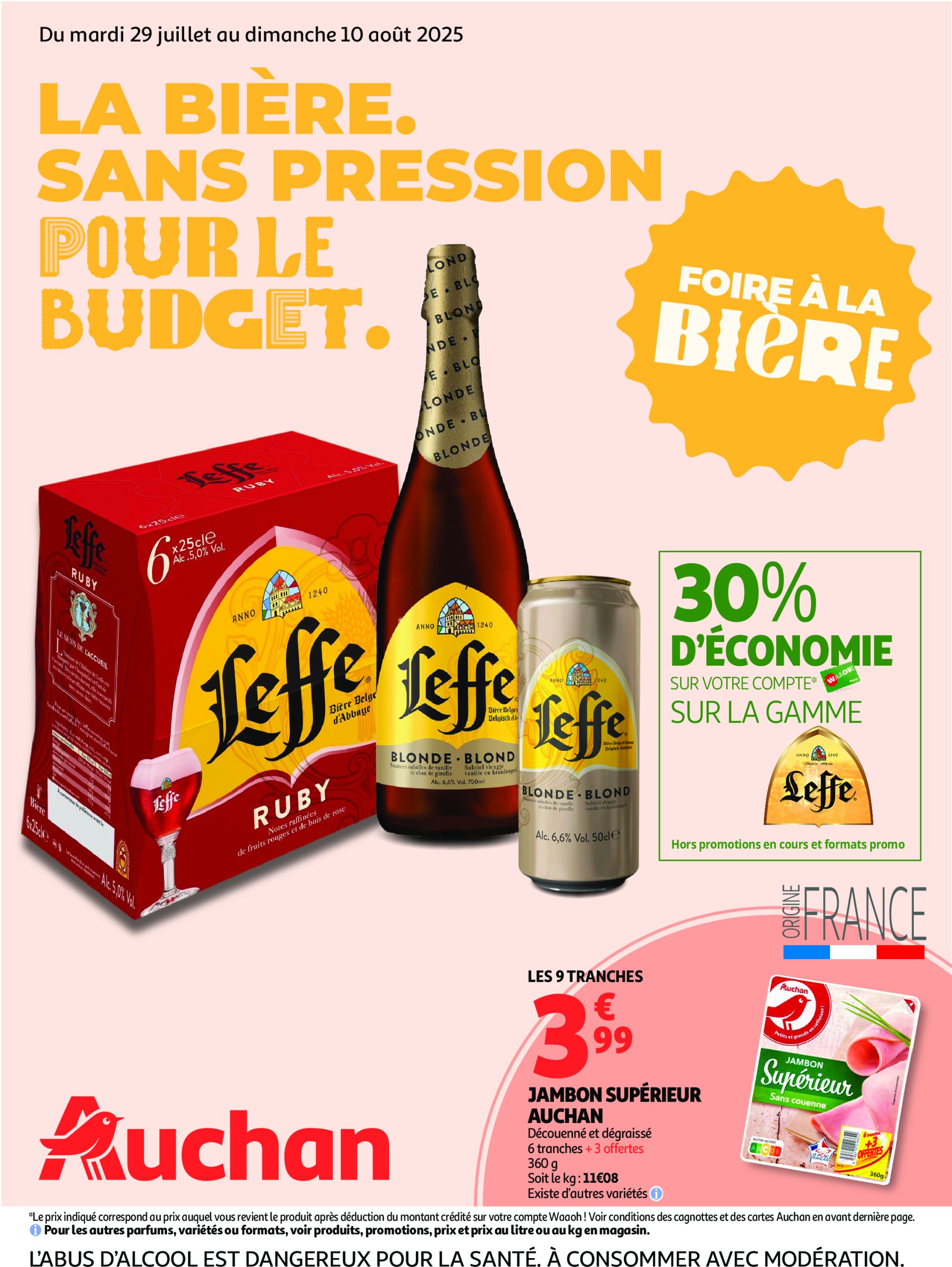 auchan - Catalogue Auchan - Foire à la bière : sans pression pour le budget valable du 29/07 au 10/08