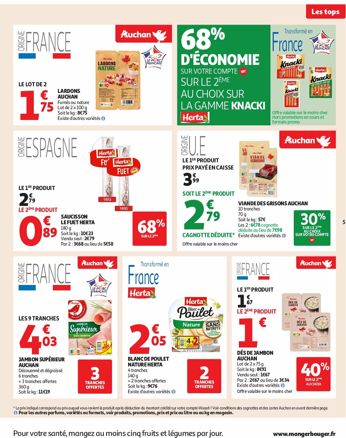 auchan - Catalogue Auchan - Des prix aussi bas, c'est le top valable du 02/09 au 14/09 - page: 5 auchan - Catalogue Auchan - Des prix aussi bas, c'est le top valable du 02/09 au 14/09 - page: 5