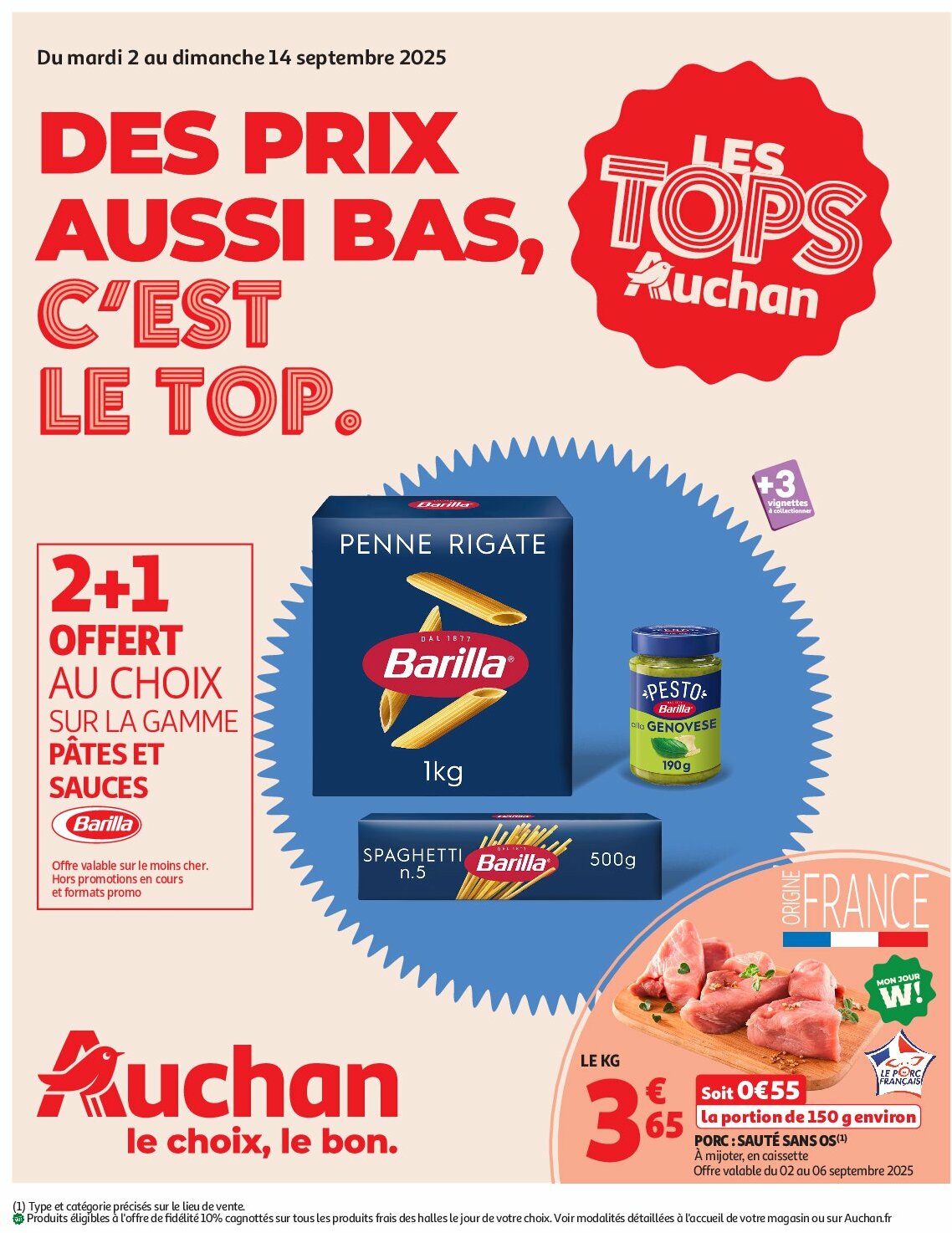 auchan - Catalogue Auchan - Des prix aussi bas, c'est le top valable du 02/09 au 14/09