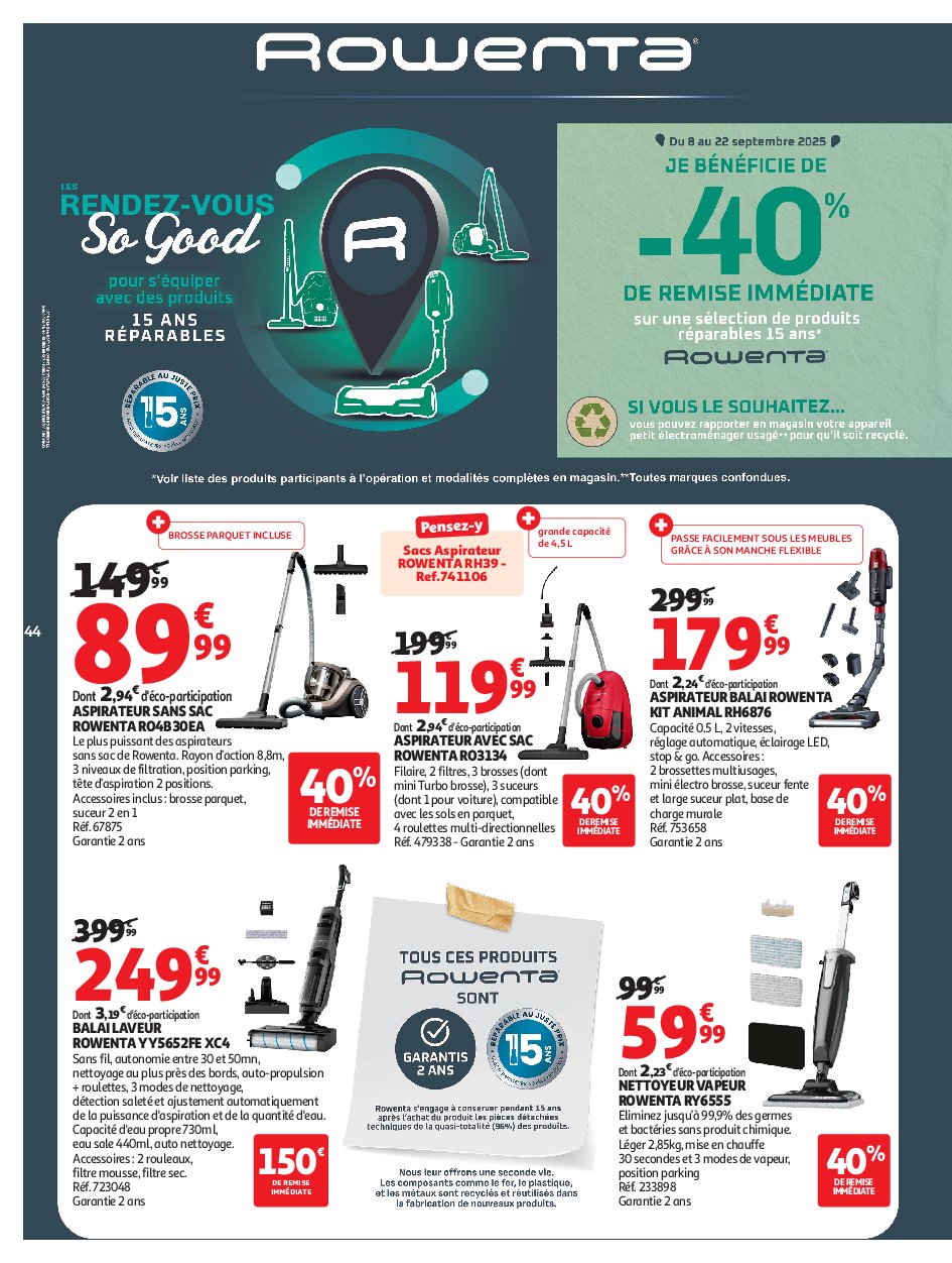 auchan - Catalogue Auchan - Petits prix écrémés valable du 09/09 au 21/09 - page: 44
