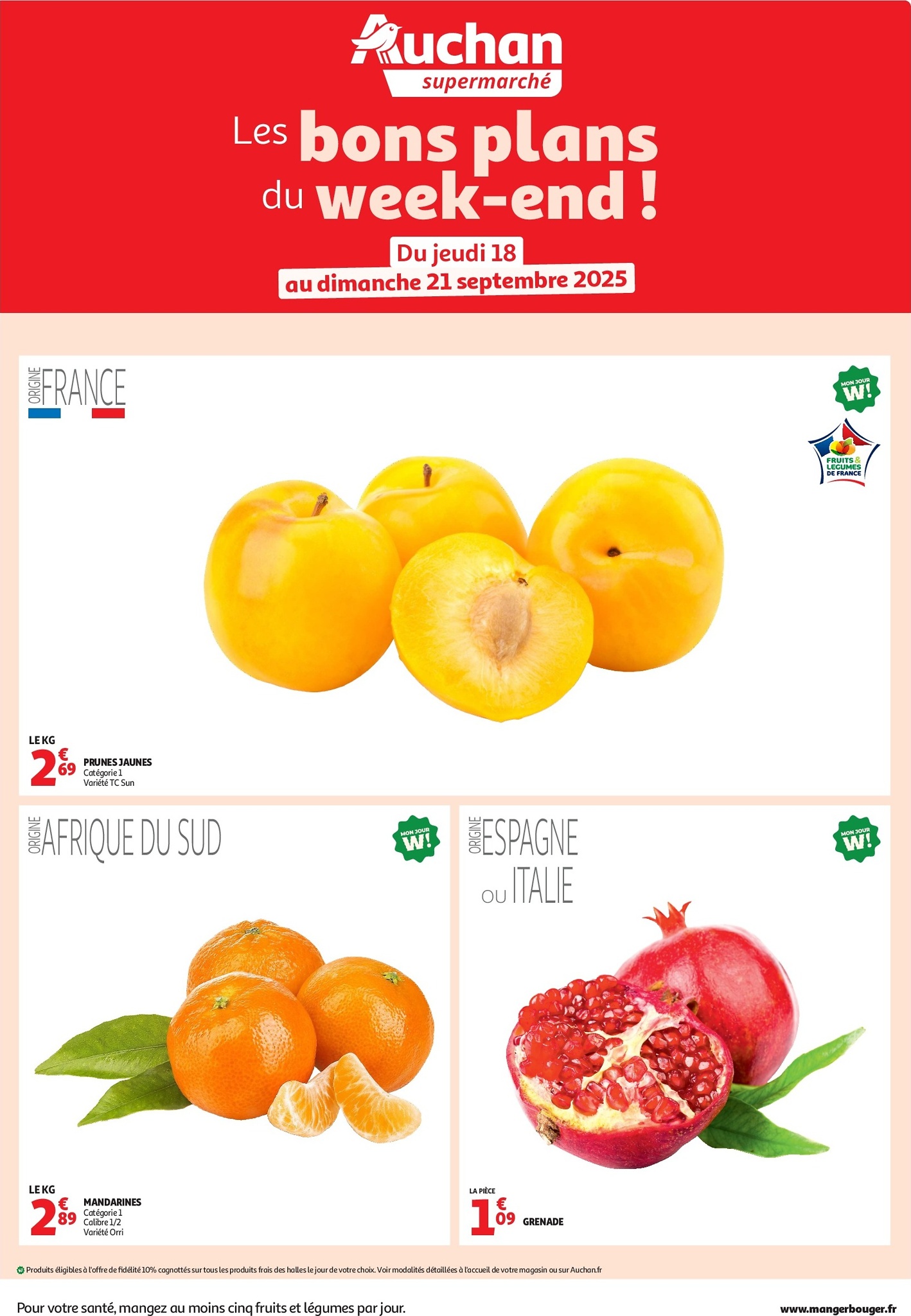 auchan - Catalogue Auchan supermarché - Les bons plans du week-end dans votre super ! valable du 18/09 au 21/09 - page: 1