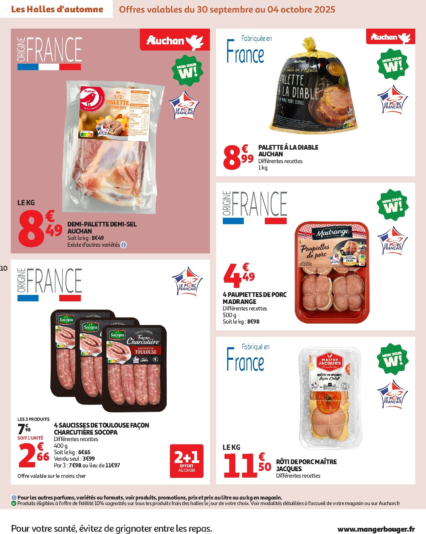 auchan - Catalogue Auchan - Les Halles d'automne : les prix bas, c'est toujours de saison valable du 30/09 au 12/10 - page: 10