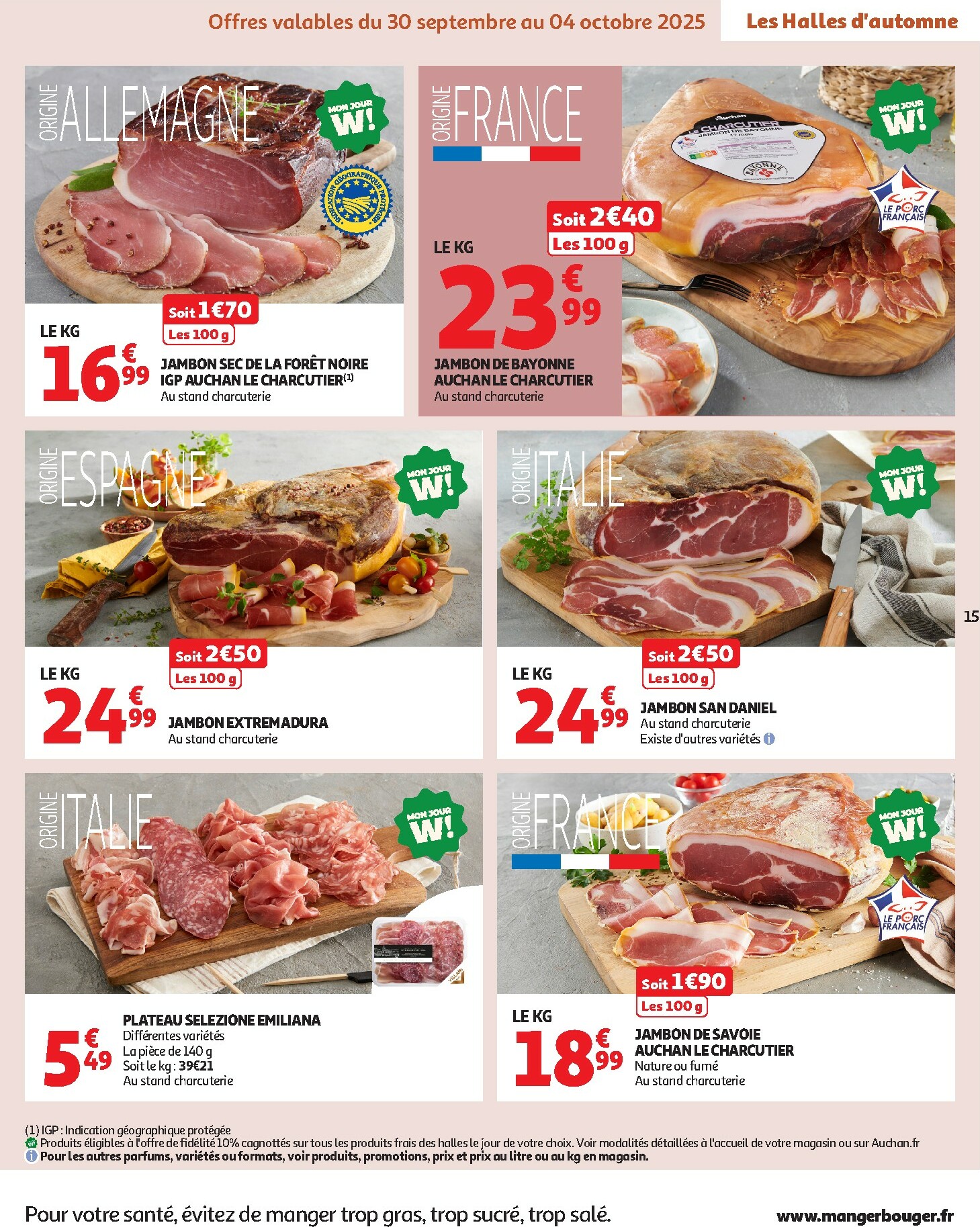 auchan - Catalogue Auchan - Les Halles d'automne : les prix bas, c'est toujours de saison valable du 30/09 au 12/10 - page: 15