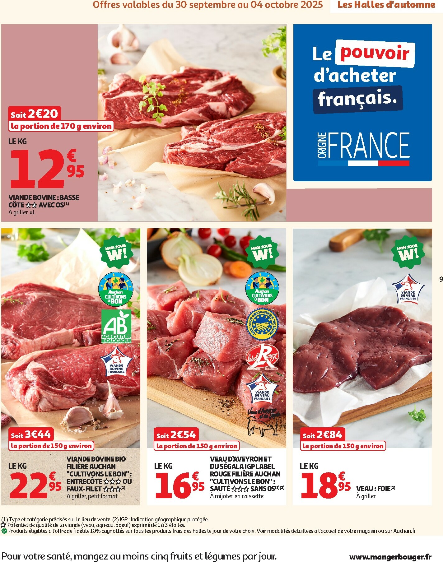 auchan - Catalogue Auchan - Les Halles d'automne : les prix bas, c'est toujours de saison valable du 30/09 au 12/10 - page: 9