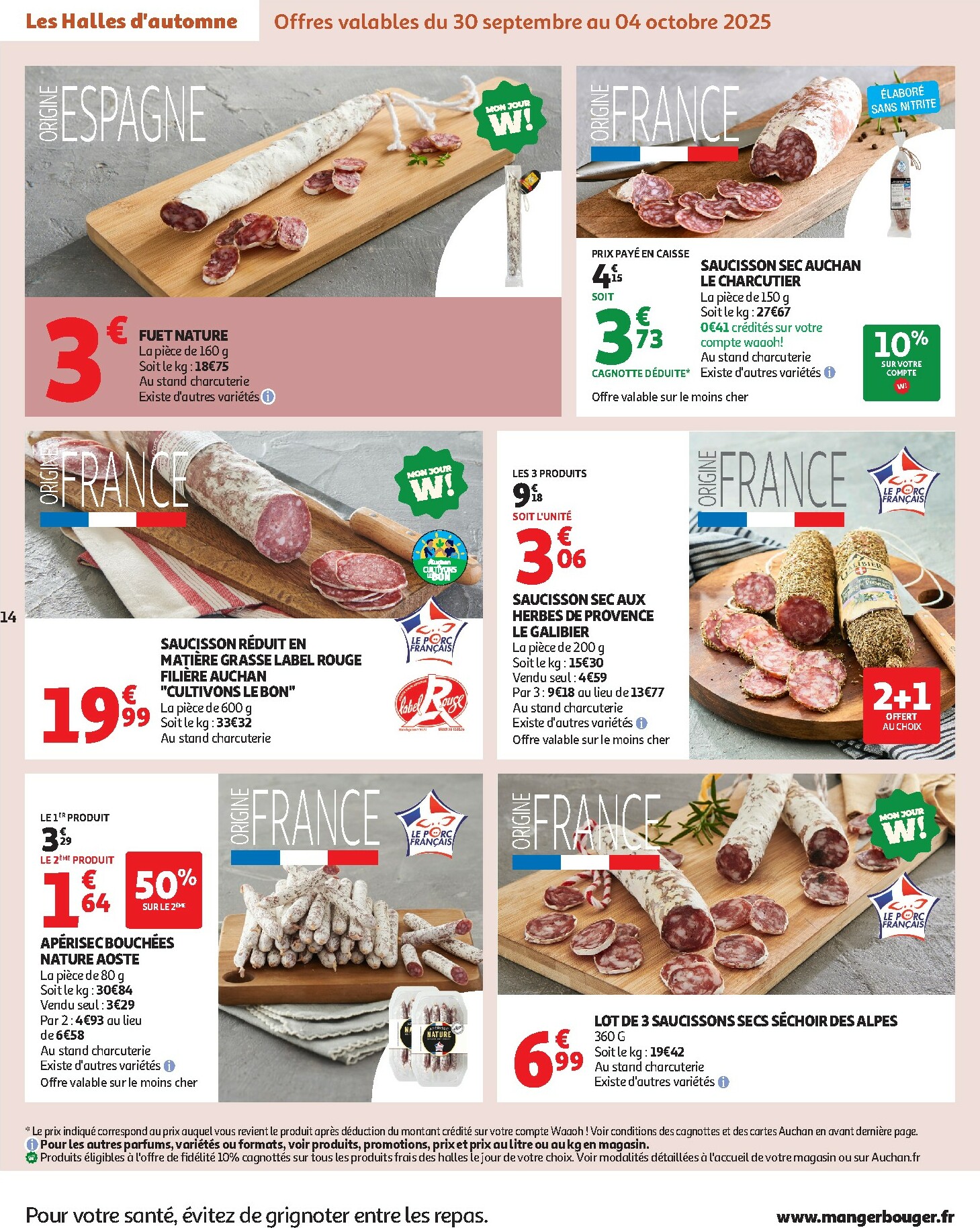 auchan - Catalogue Auchan - Les Halles d'automne : les prix bas, c'est toujours de saison valable du 30/09 au 12/10 - page: 14