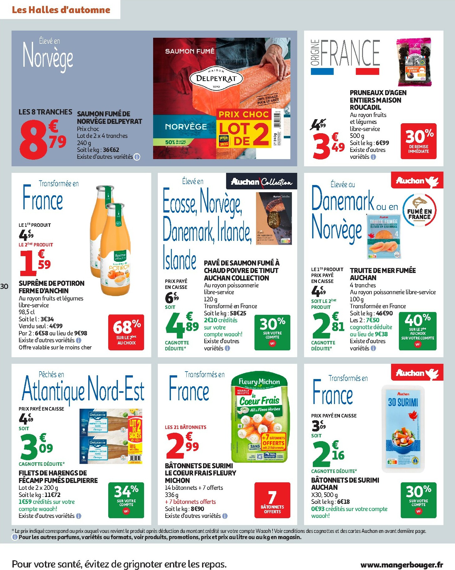 auchan - Catalogue Auchan - Les Halles d'automne : les prix bas, c'est toujours de saison valable du 30/09 au 12/10 - page: 30