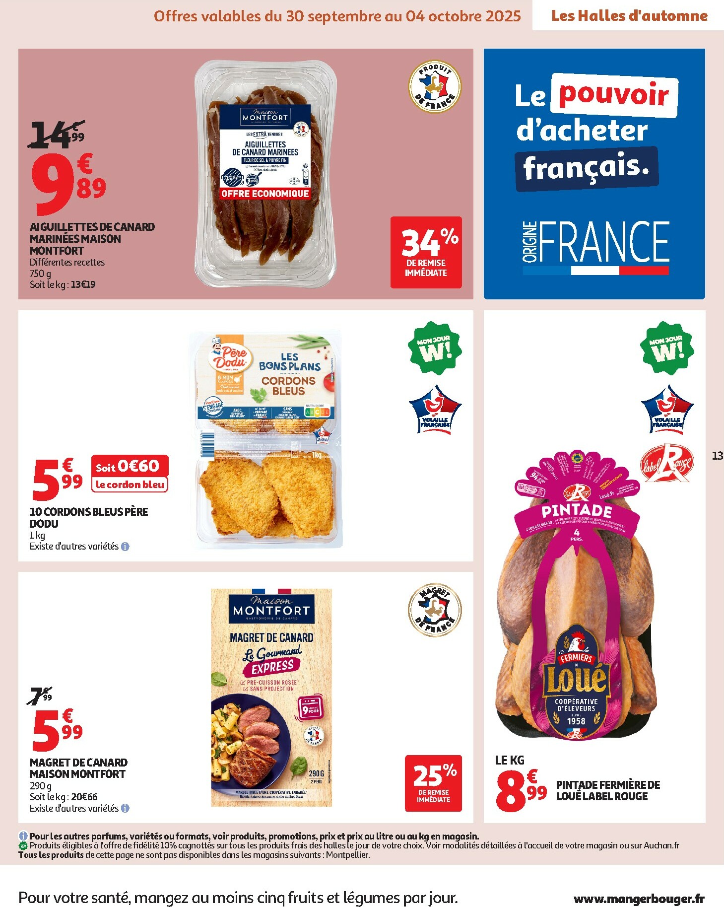 auchan - Catalogue Auchan - Les Halles d'automne : les prix bas, c'est toujours de saison valable du 30/09 au 12/10 - page: 13