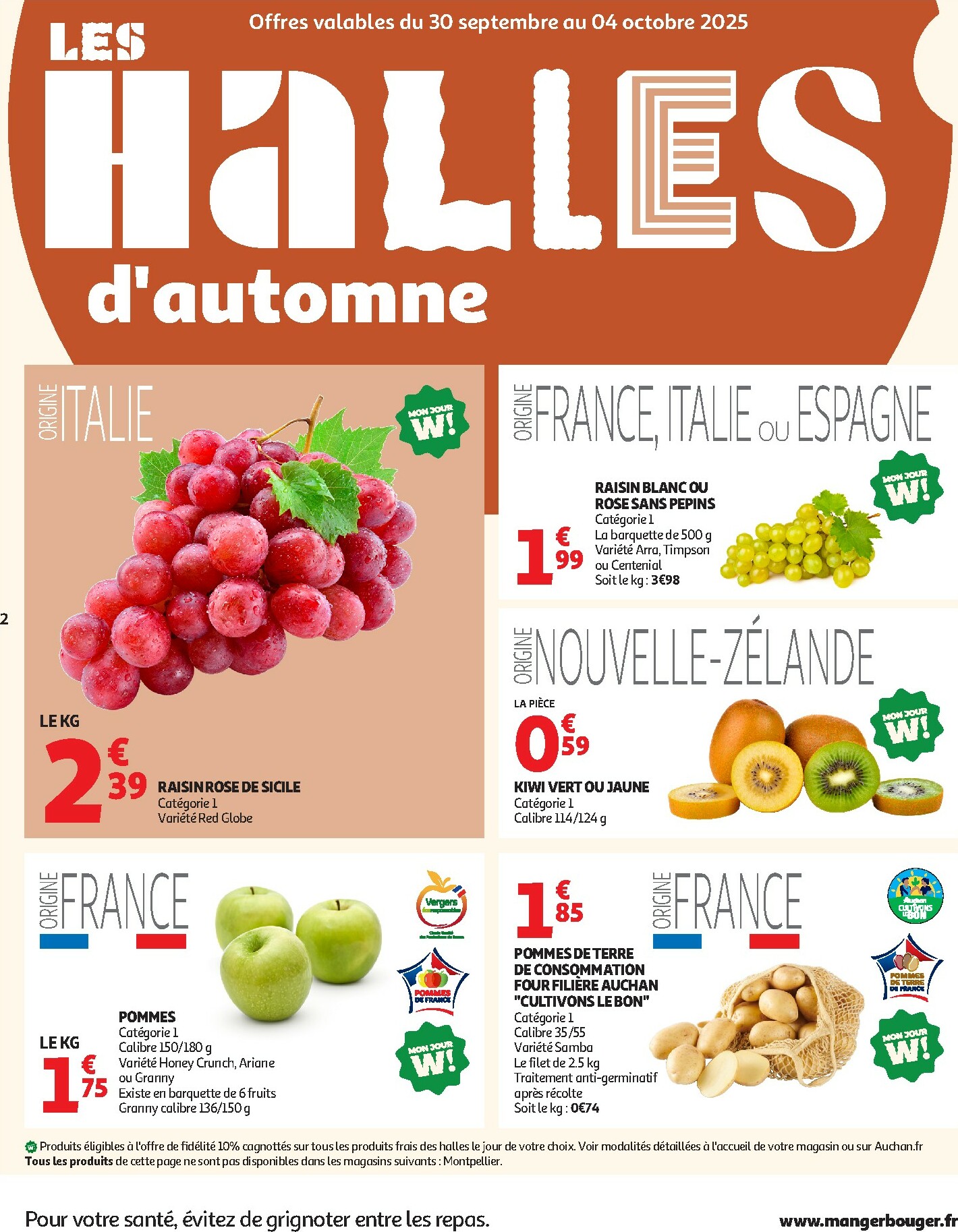 auchan - Catalogue Auchan - Les Halles d'automne : les prix bas, c'est toujours de saison valable du 30/09 au 12/10 - page: 2