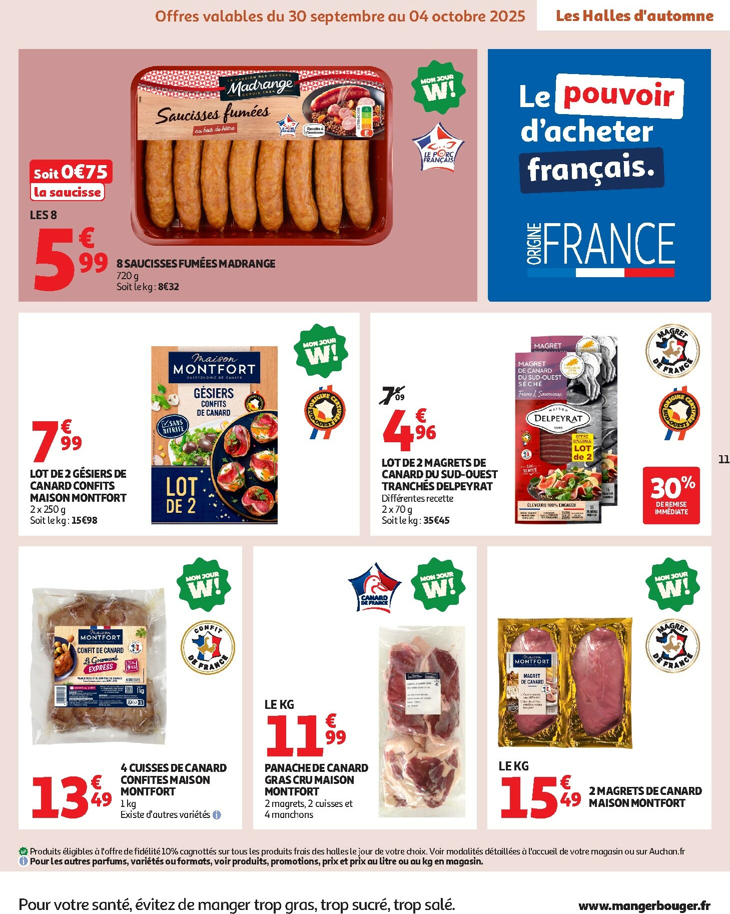 auchan - Catalogue Auchan - Les Halles d'automne : les prix bas, c'est toujours de saison valable du 30/09 au 12/10 - page: 11