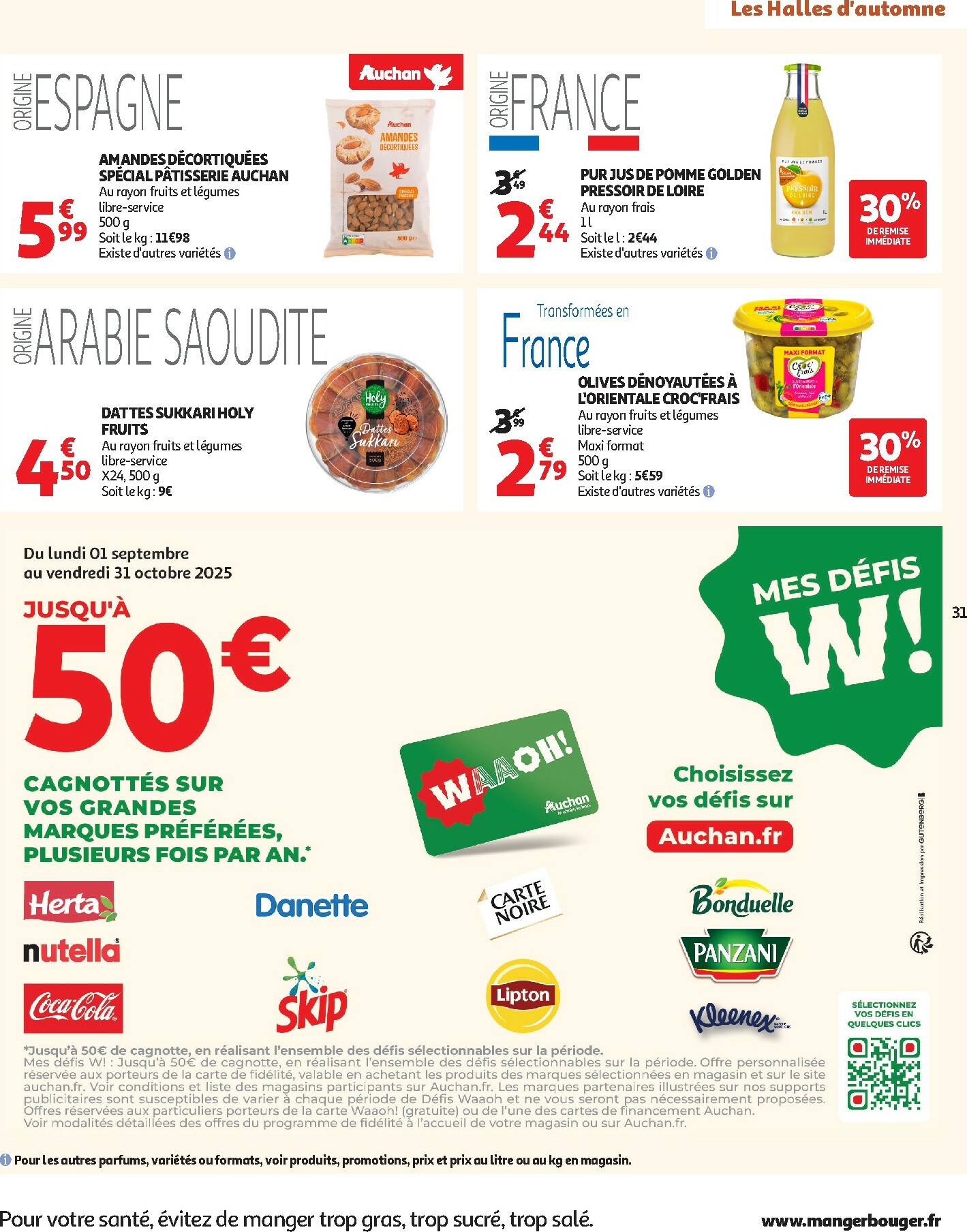 auchan - Catalogue Auchan - Les Halles d'automne : les prix bas, c'est toujours de saison valable du 30/09 au 12/10 - page: 31