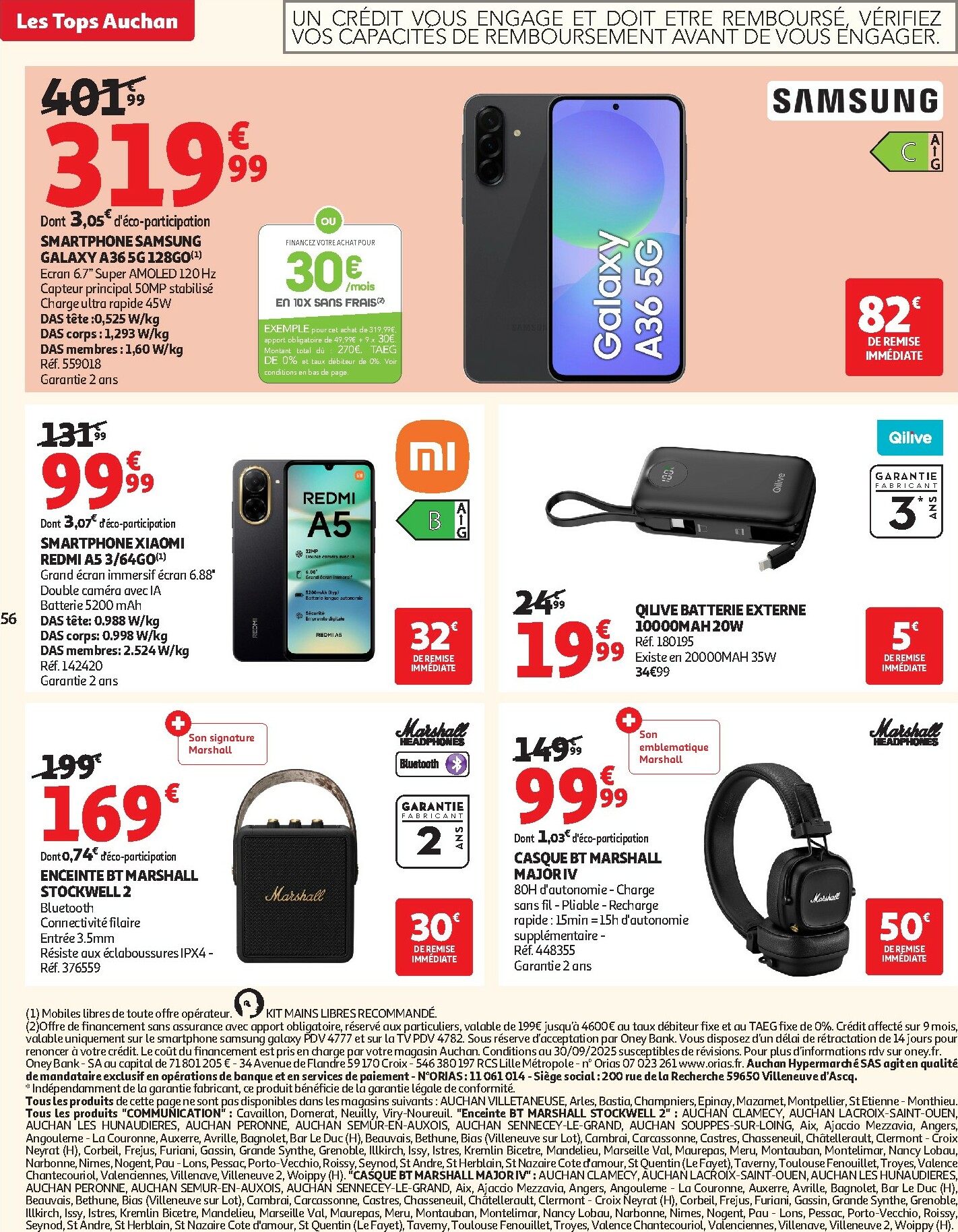 auchan - Catalogue Auchan - Les Halles d'automne : les prix bas, c'est toujours de saison valable du 30/09 au 12/10 - page: 56