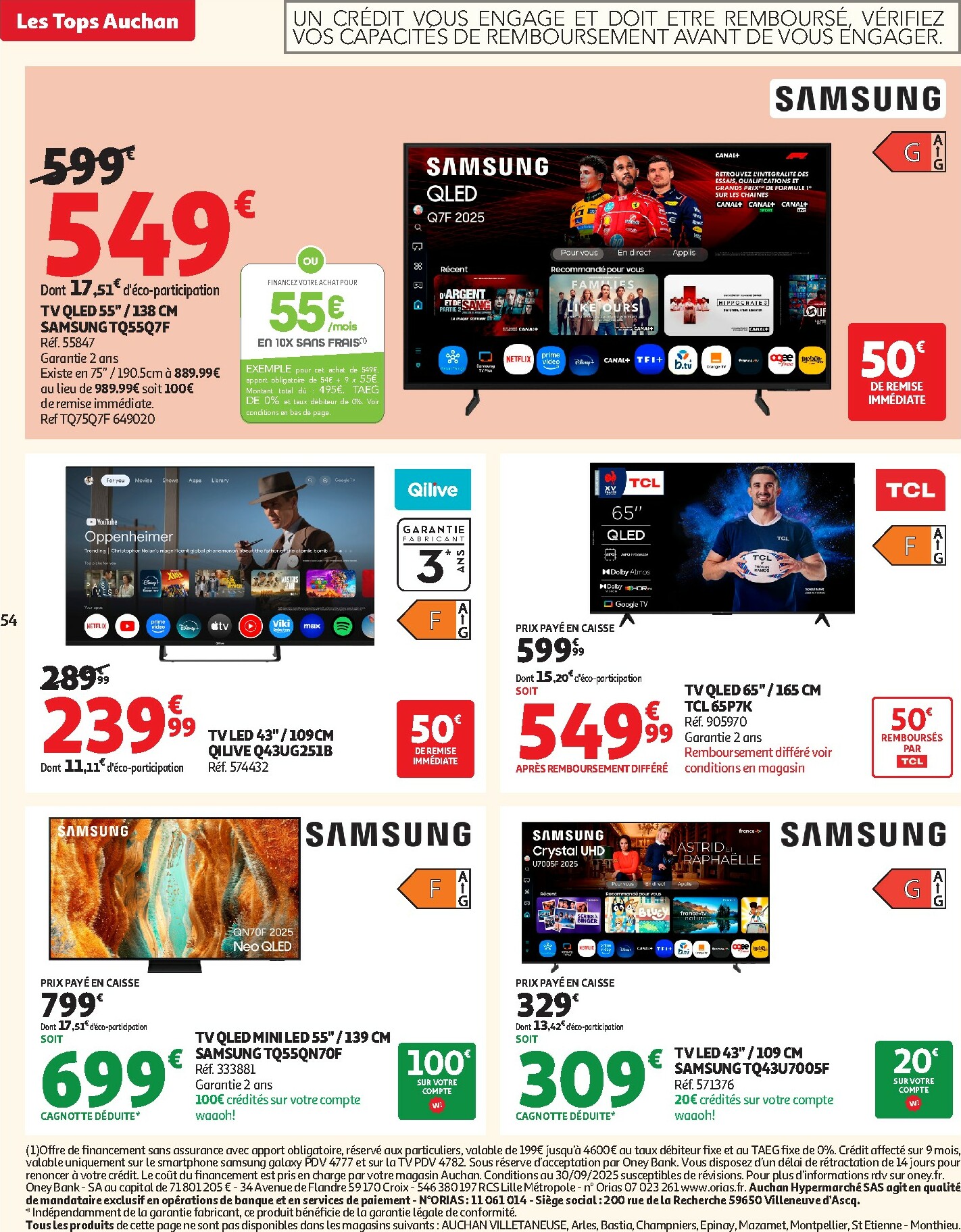 auchan - Catalogue Auchan - Les Halles d'automne : les prix bas, c'est toujours de saison valable du 30/09 au 12/10 - page: 54