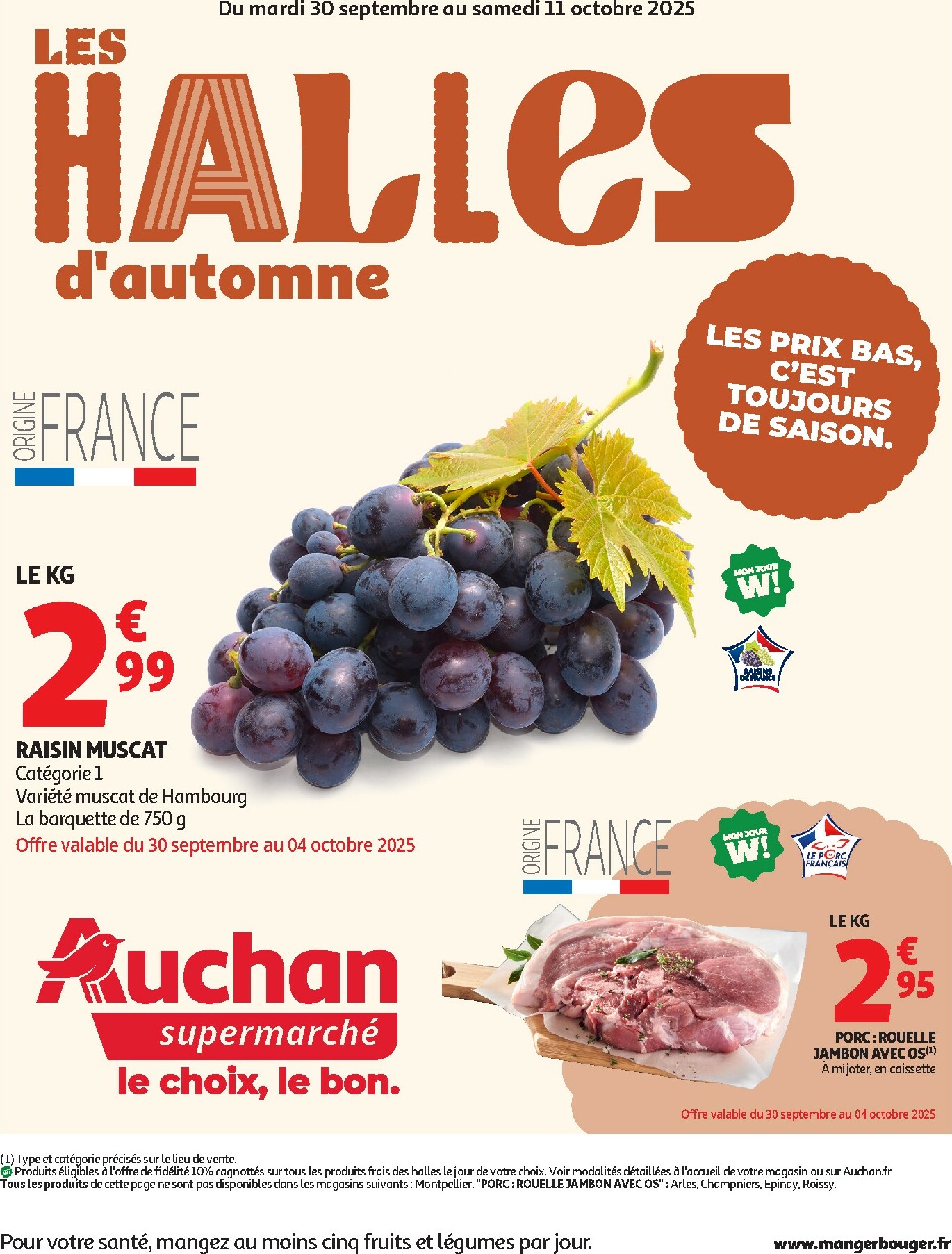 auchan - Catalogue Auchan supermarché - Les Halles d'automne dans votre super valable du 30/09 au 11/10
