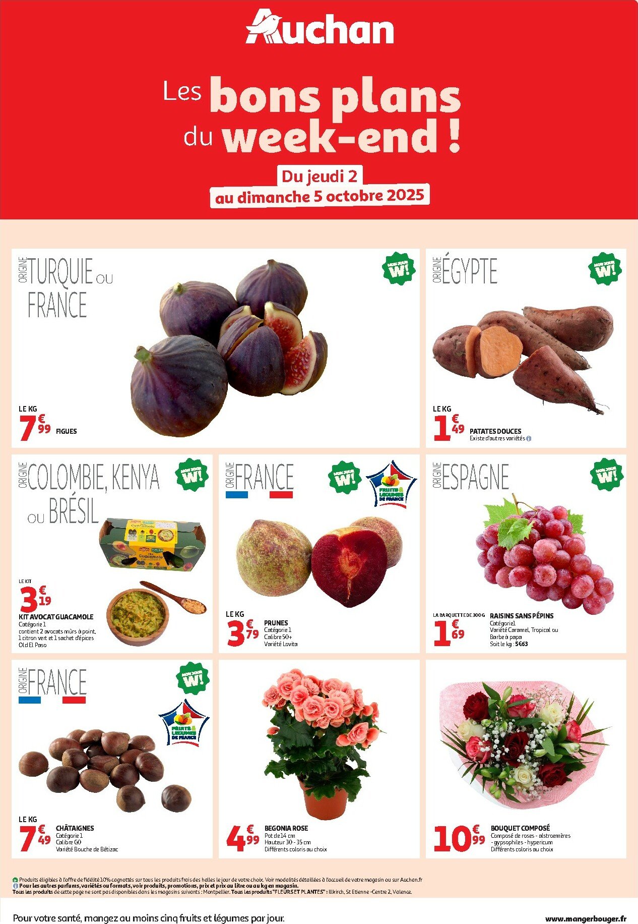 auchan - Catalogue Auchan - Les bons plans du week-end dans votre hyper ! valable du 02/10 au 05/10