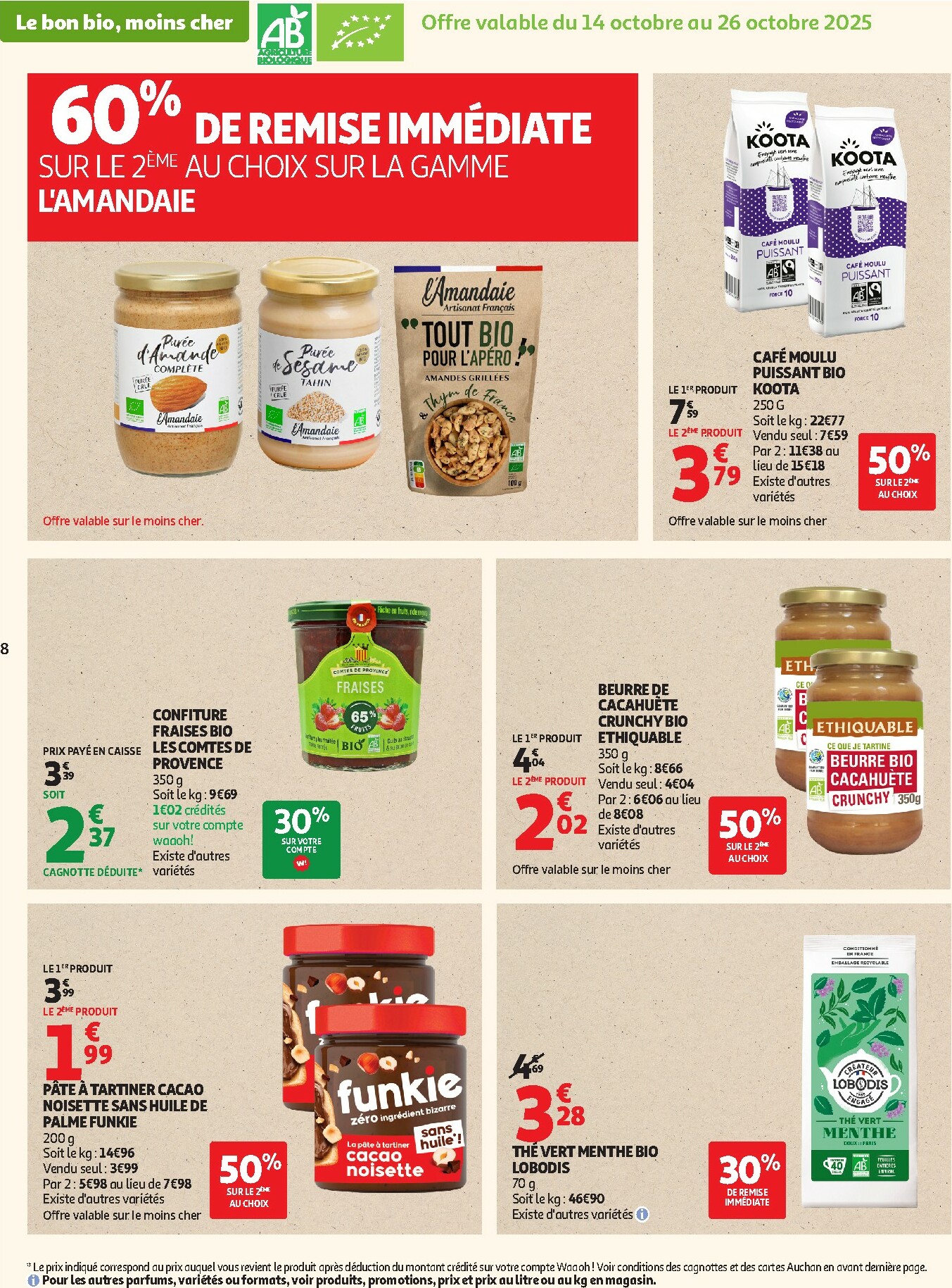 auchan - Catalogue Auchan - Tout le bio à prix sain valable du 14/10 au 26/10 - page: 8