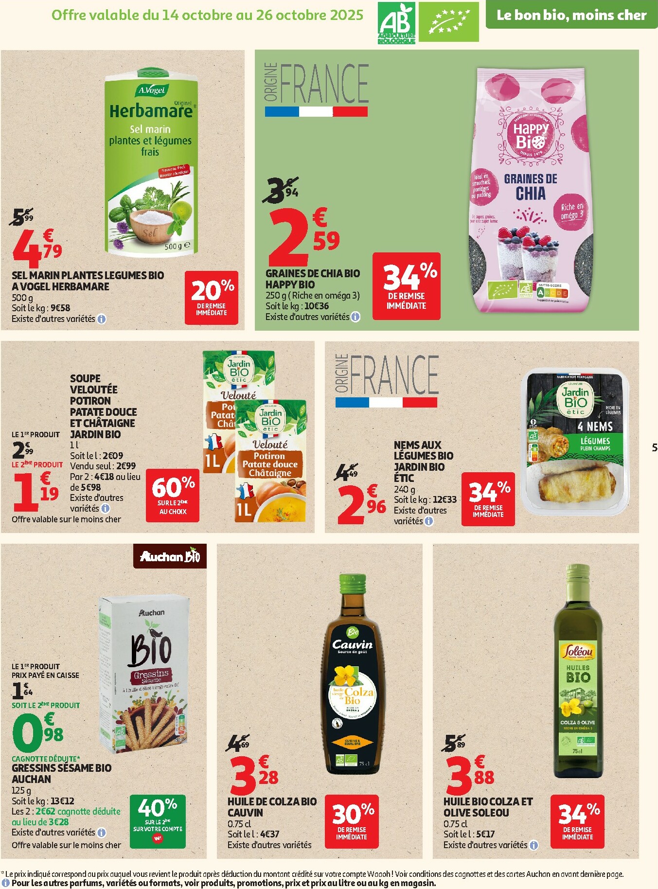 auchan - Catalogue Auchan - Tout le bio à prix sain valable du 14/10 au 26/10 - page: 5