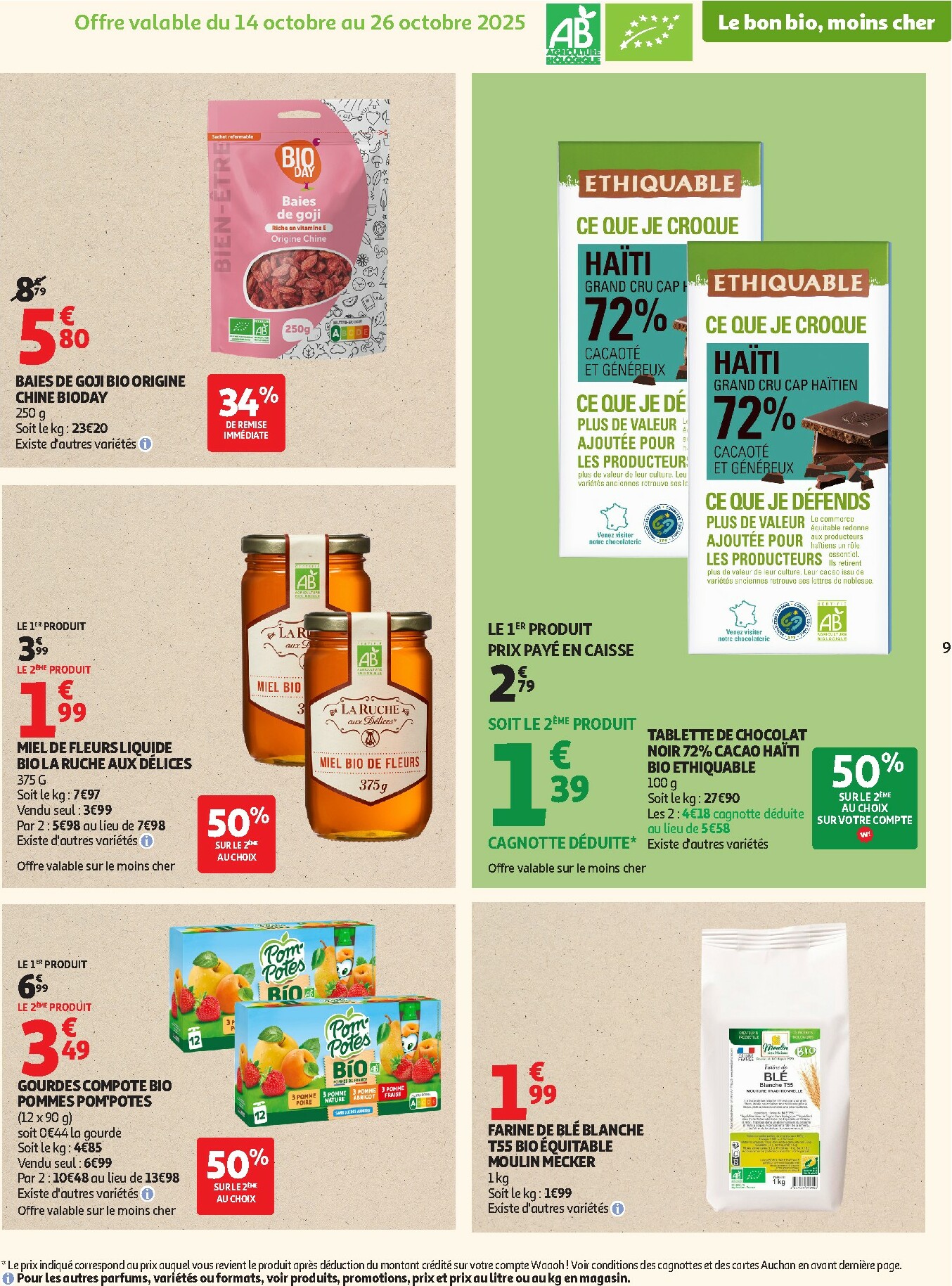 auchan - Catalogue Auchan - Tout le bio à prix sain valable du 14/10 au 26/10 - page: 9
