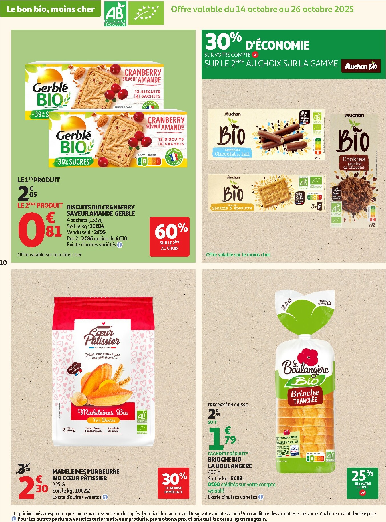 auchan - Catalogue Auchan - Tout le bio à prix sain valable du 14/10 au 26/10 - page: 10