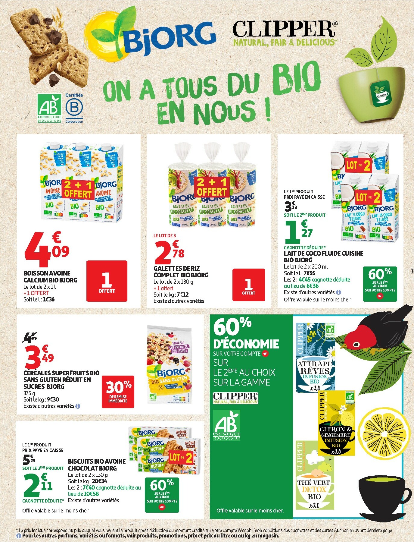 auchan - Catalogue Auchan - Tout le bio à prix sain valable du 14/10 au 26/10 - page: 3