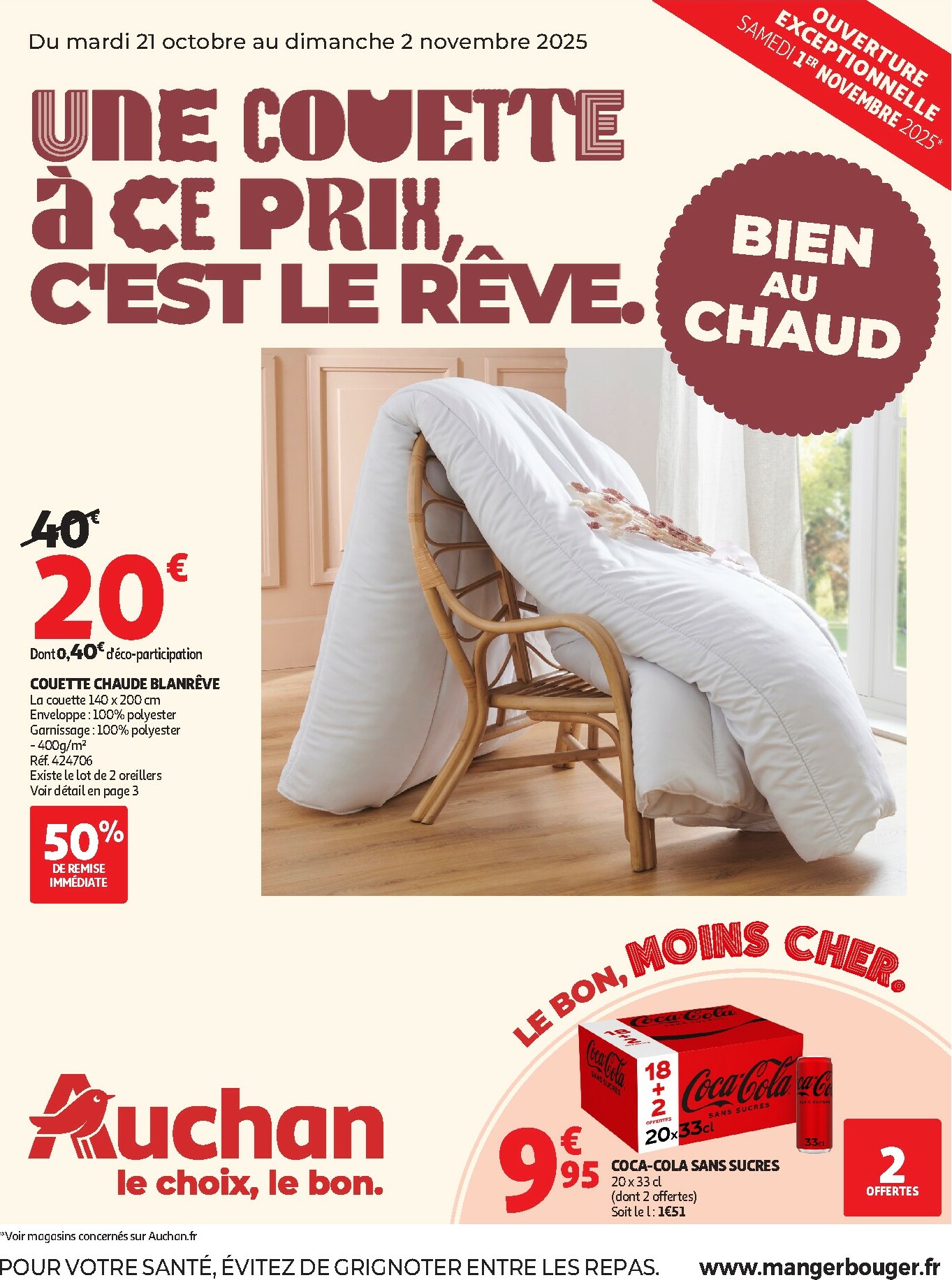 auchan - Catalogue Auchan - Bien au chaud : une couette à ce prix, c'est le rêve valable du 21/10 au 02/11