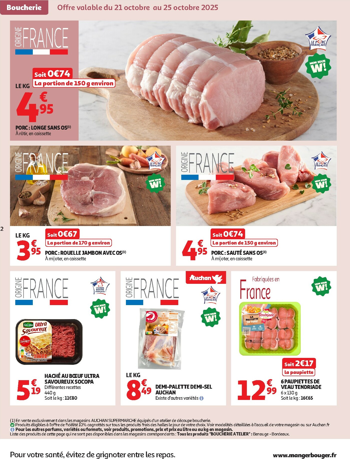 auchan - Catalogue Auchan Supermarché - Le frais, le bon moins cher valable du 21/10 au 02/11 - page: 2