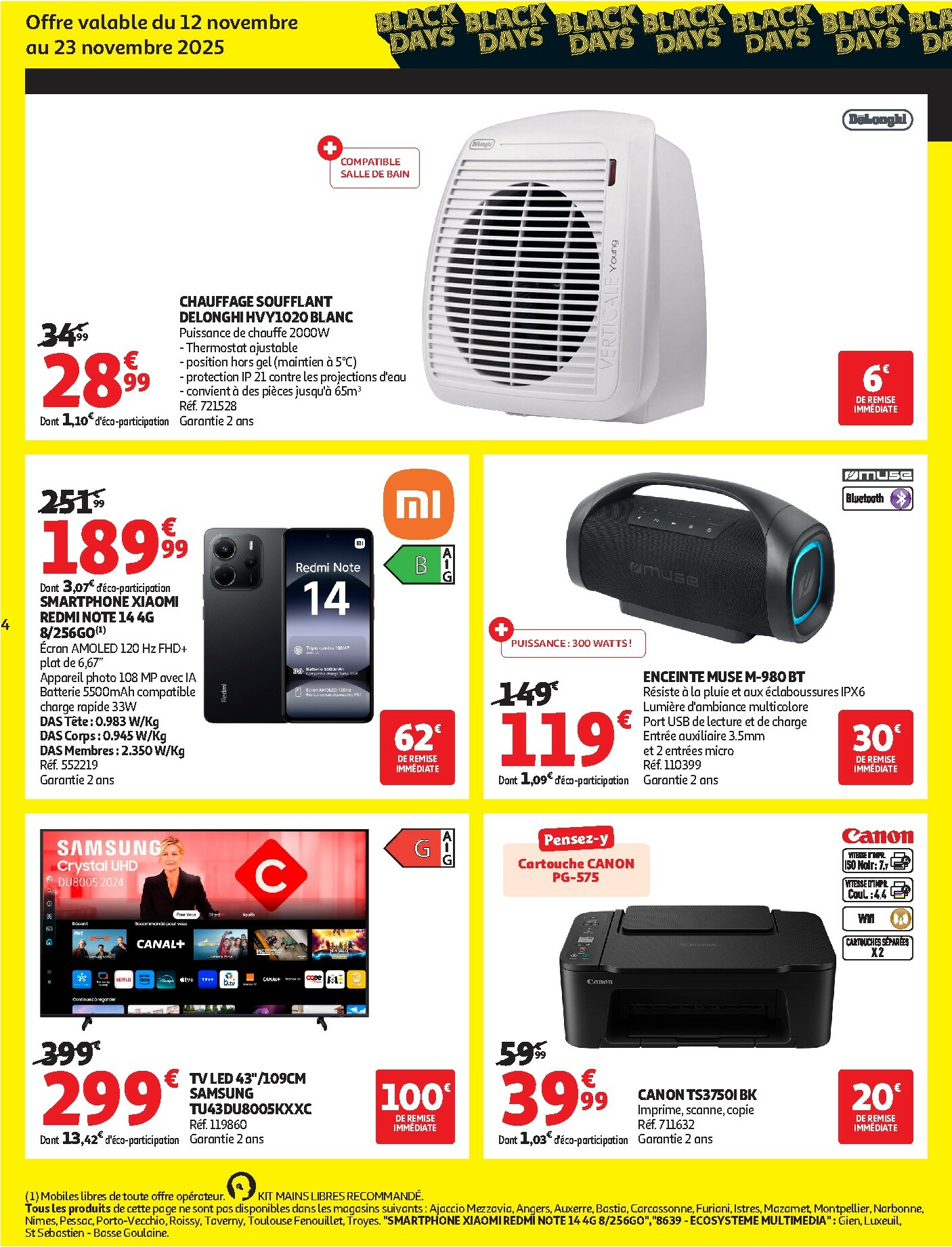 auchan - Catalogue Auchan - Les Black Days c'est parti ! valable du 04/11 au 23/11 - page: 4