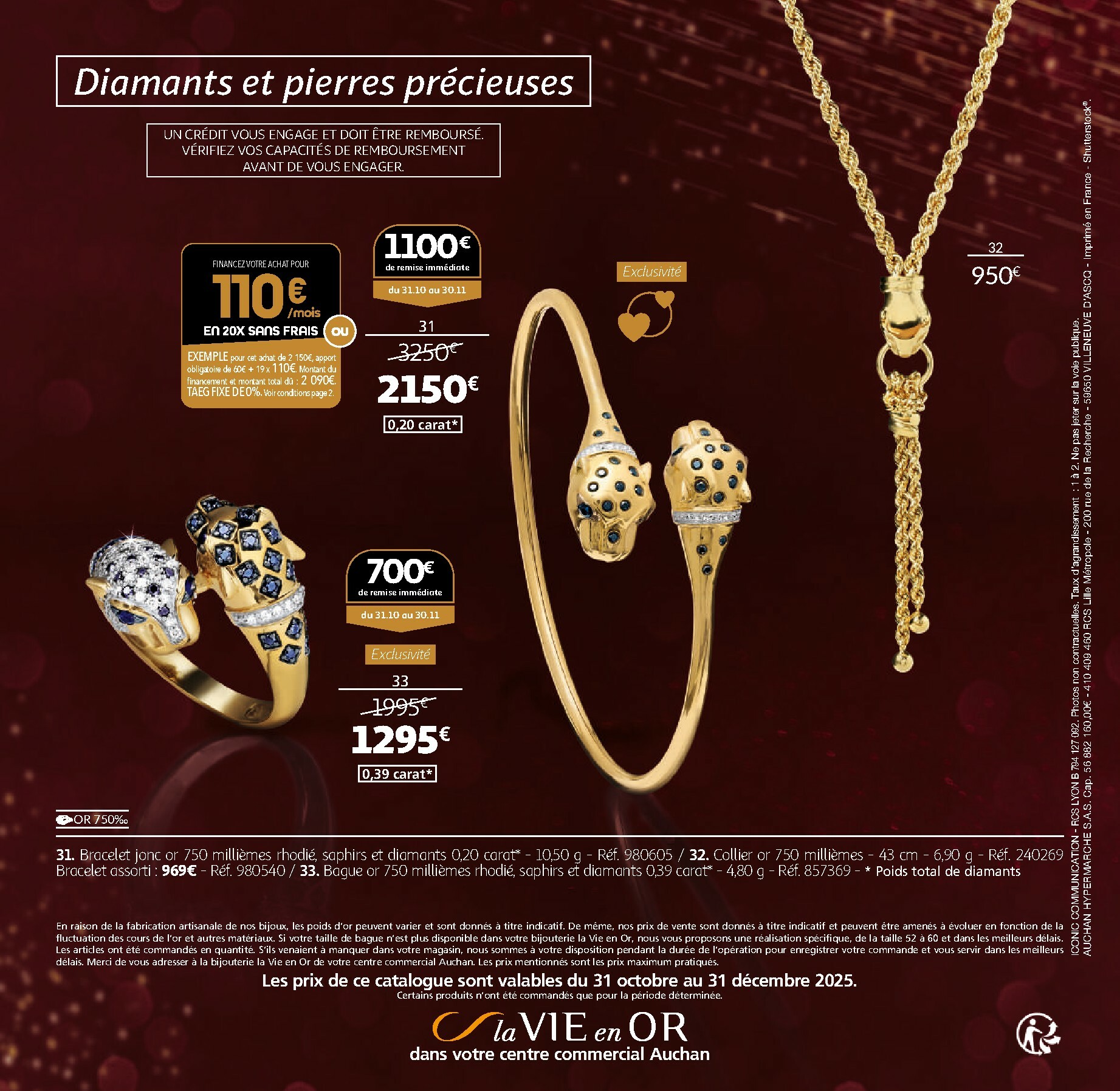 auchan - Catalogue Auchan - La Vie en Or: Collection Joaillerie valable du 31/10 au 31/12 - page: 8