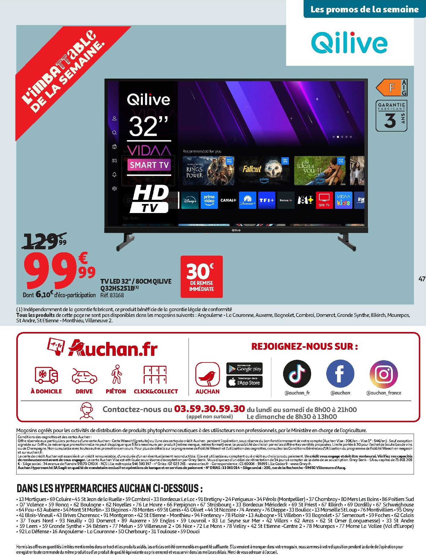 auchan - Catalogue Auchan - Des prix aussi bas, c'est le Top valable du 25/11 au 07/12 - page: 47