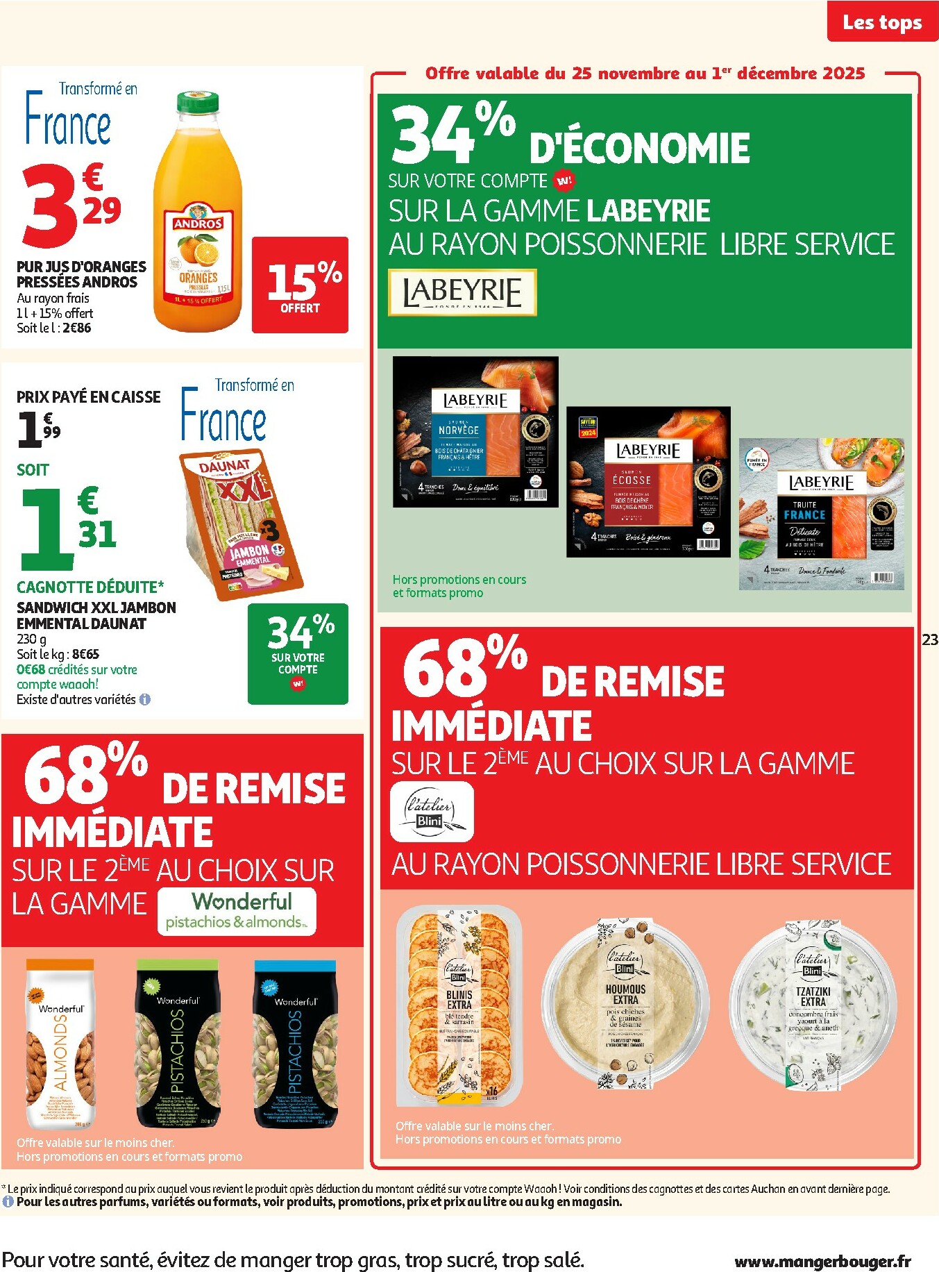 auchan - Catalogue Auchan - Des prix aussi bas, c'est le Top dans votre super valable du 25/11 au 06/12 - page: 23