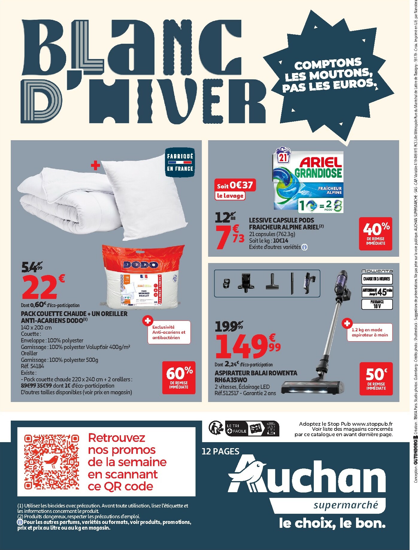 auchan - Catalogue Auchan - Blanc d'hiver supermarché valable du 26/12 au 06/01 - page: 12