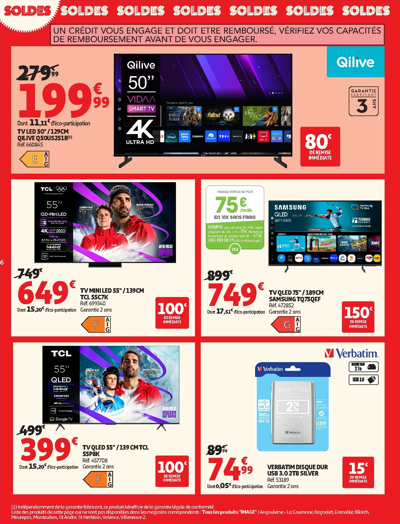 auchan - Catalogue Auchan - Soldes : jusqu'à -70% ! valable du 07/01 au 03/02 - page: 6