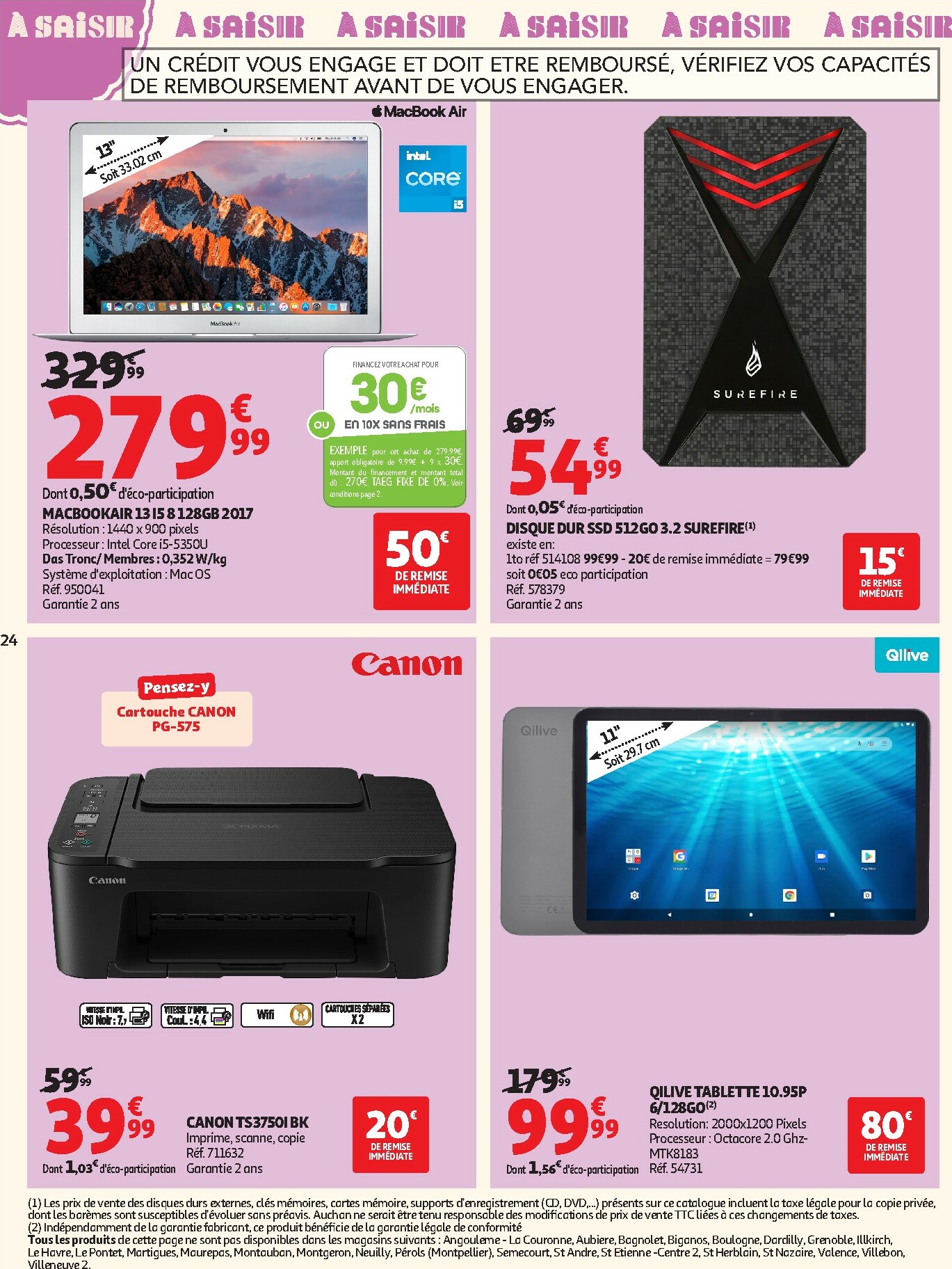 auchan - Catalogue Auchan - Soldes : jusqu'à -70% ! valable du 07/01 au 03/02 - page: 24